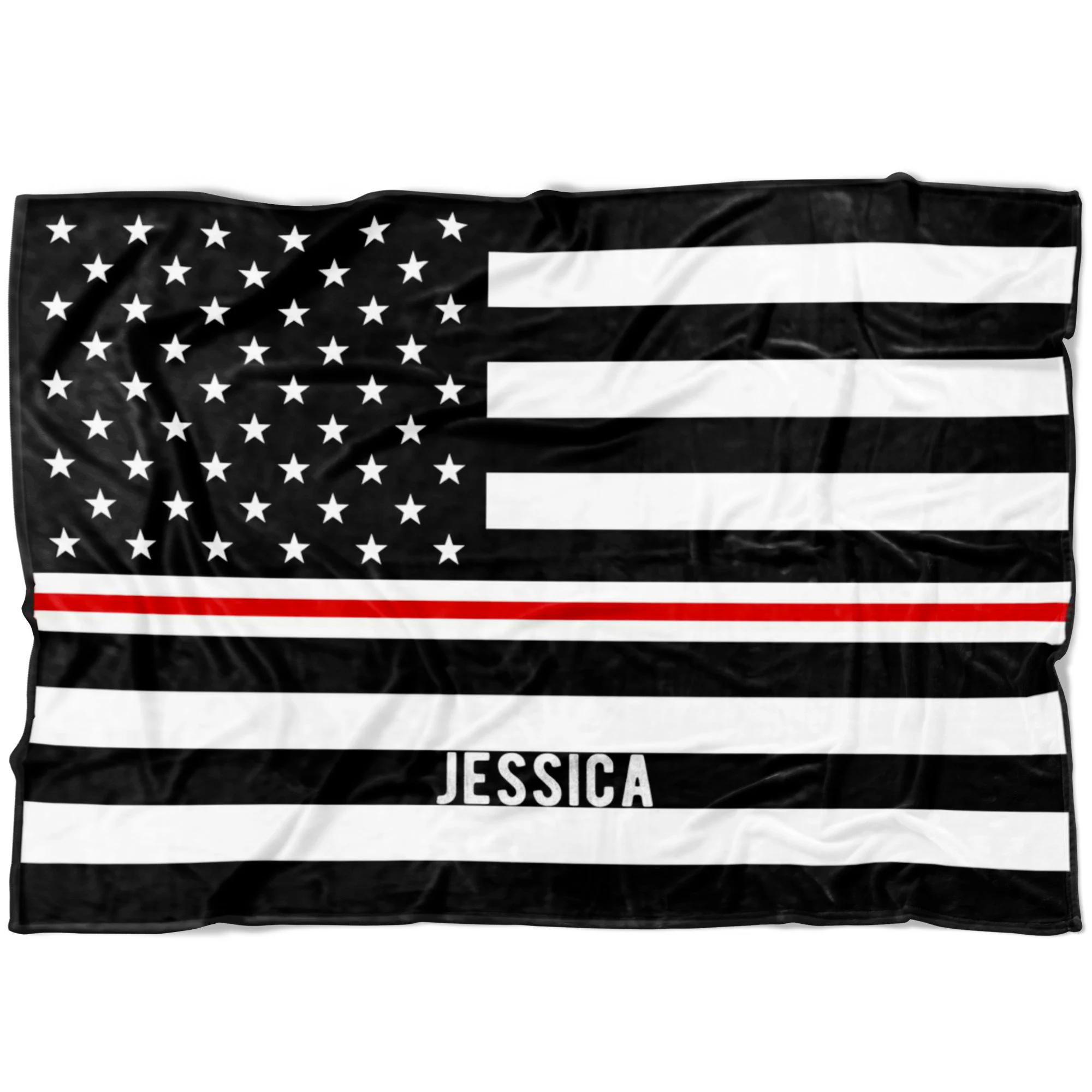 Personalized Nurse Thin Red White Line American Flag Blanket Nursing EMT EMS Healthcare Gift Graduation Retirement
