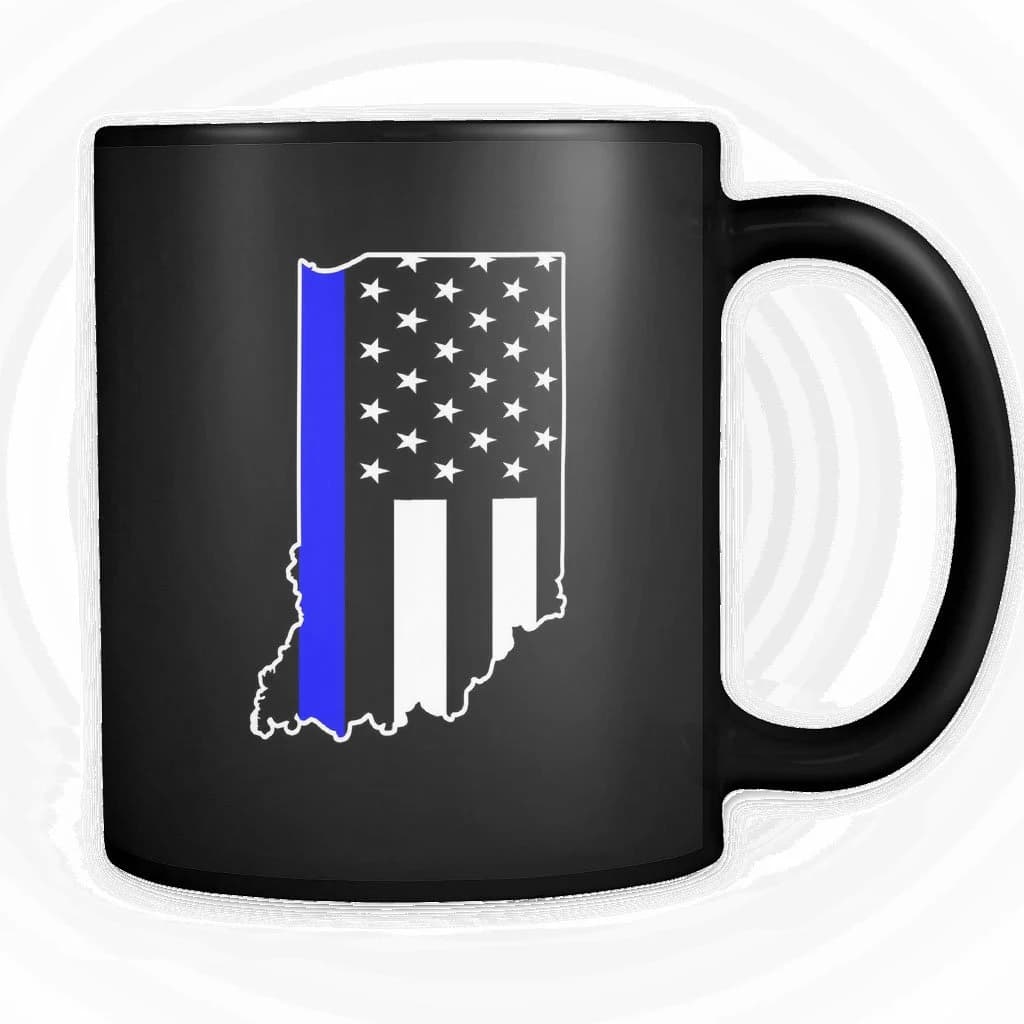 Thin Blue Line, Coffee, Tea, Mug, Police, Law, Enforcement, Officer, Cop, Sheriff, Prison Guard, Indiana, IN, Family, Retired, Wife, Women