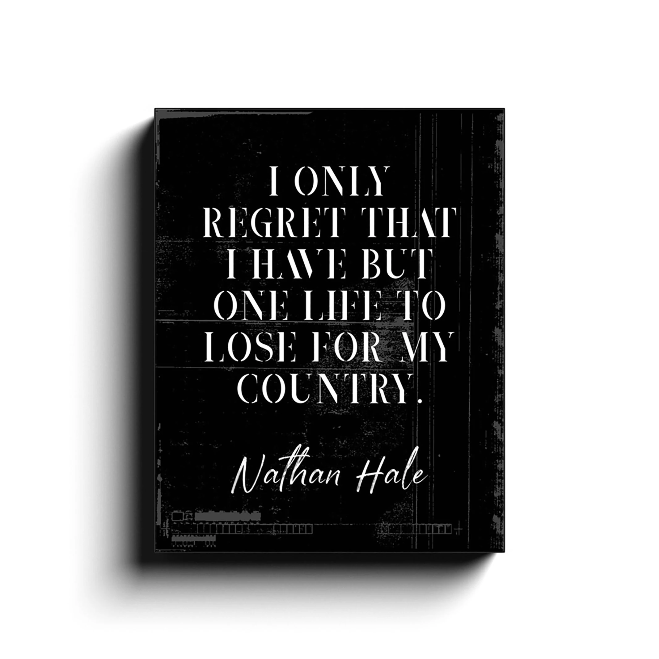 One Life Regret Nathan Hale Quote USA Patriotic Canvas Motivational US Military Army Navy Air Force Marines Police Officer Firefighter Gift