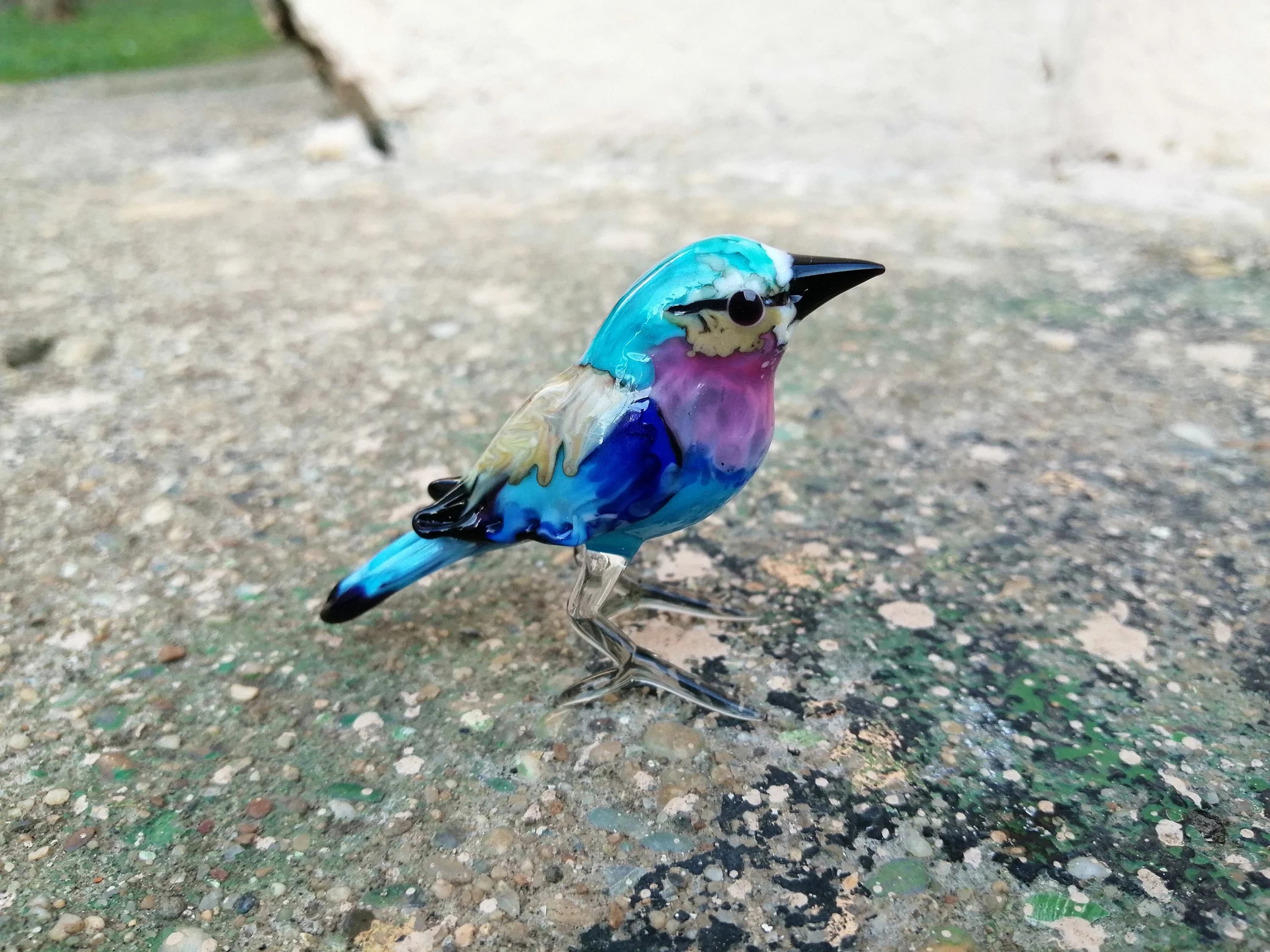 Glass bird, hand blown glass bird figurine, glass bird ornament, art glass bird sculpture, glass figurines, glass animals, murano bird