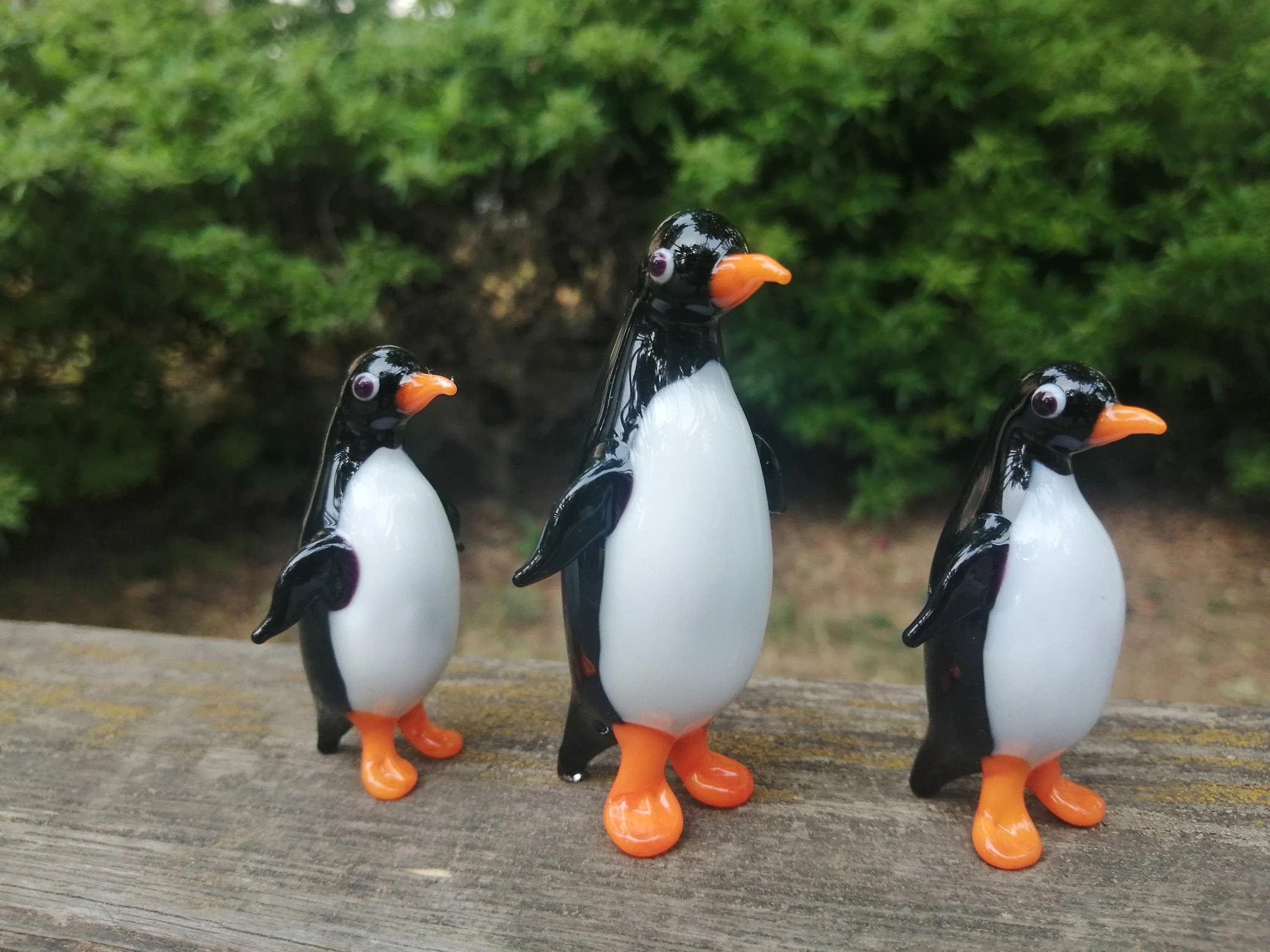 Glass Penguin, hand blown penguin figurine, penguin ornament, art glass penguin, glass animals, murano penguin, miniature penguins
