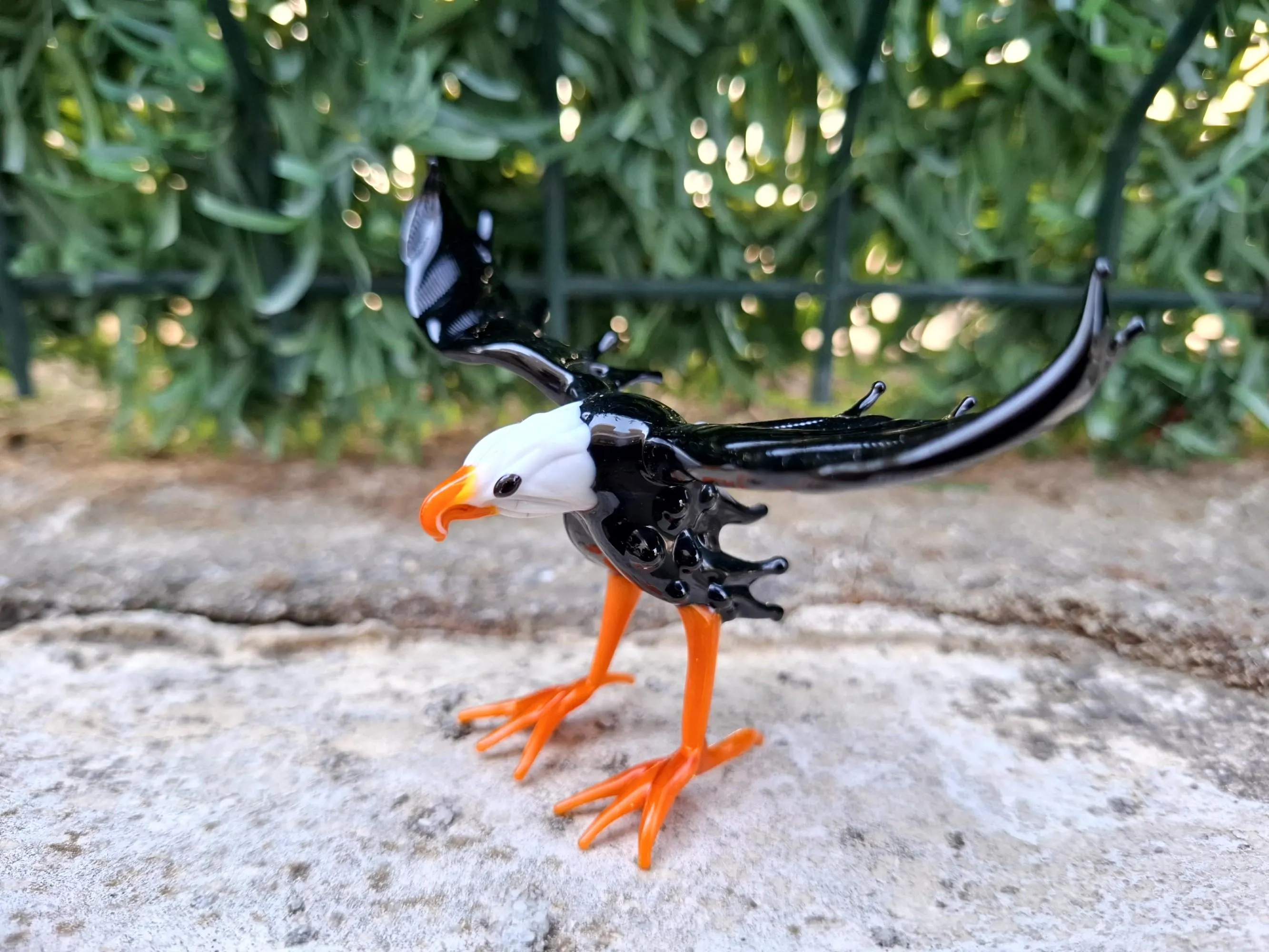 Handmade Flamework Glass Bald Eagle Figurine | Lampwork American Eagle Sculpture | Miniature Bird Art | Wildlife Gift | Glass Ornament
