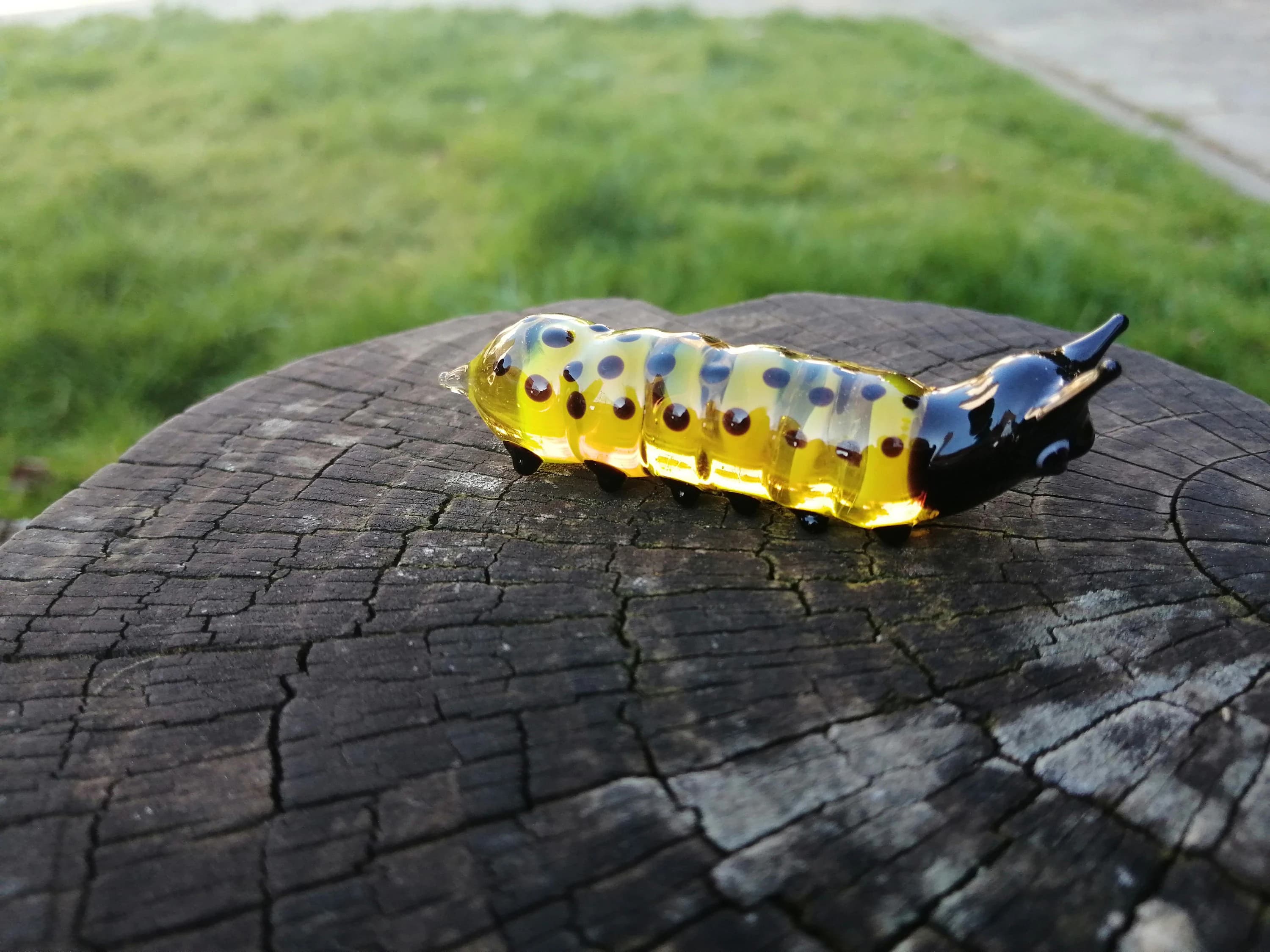 Glass caterpillar figurine, hand blown glass caterpillar, miniature caterpillar, murano caterpillar, caterpillar ornament, glass figurine