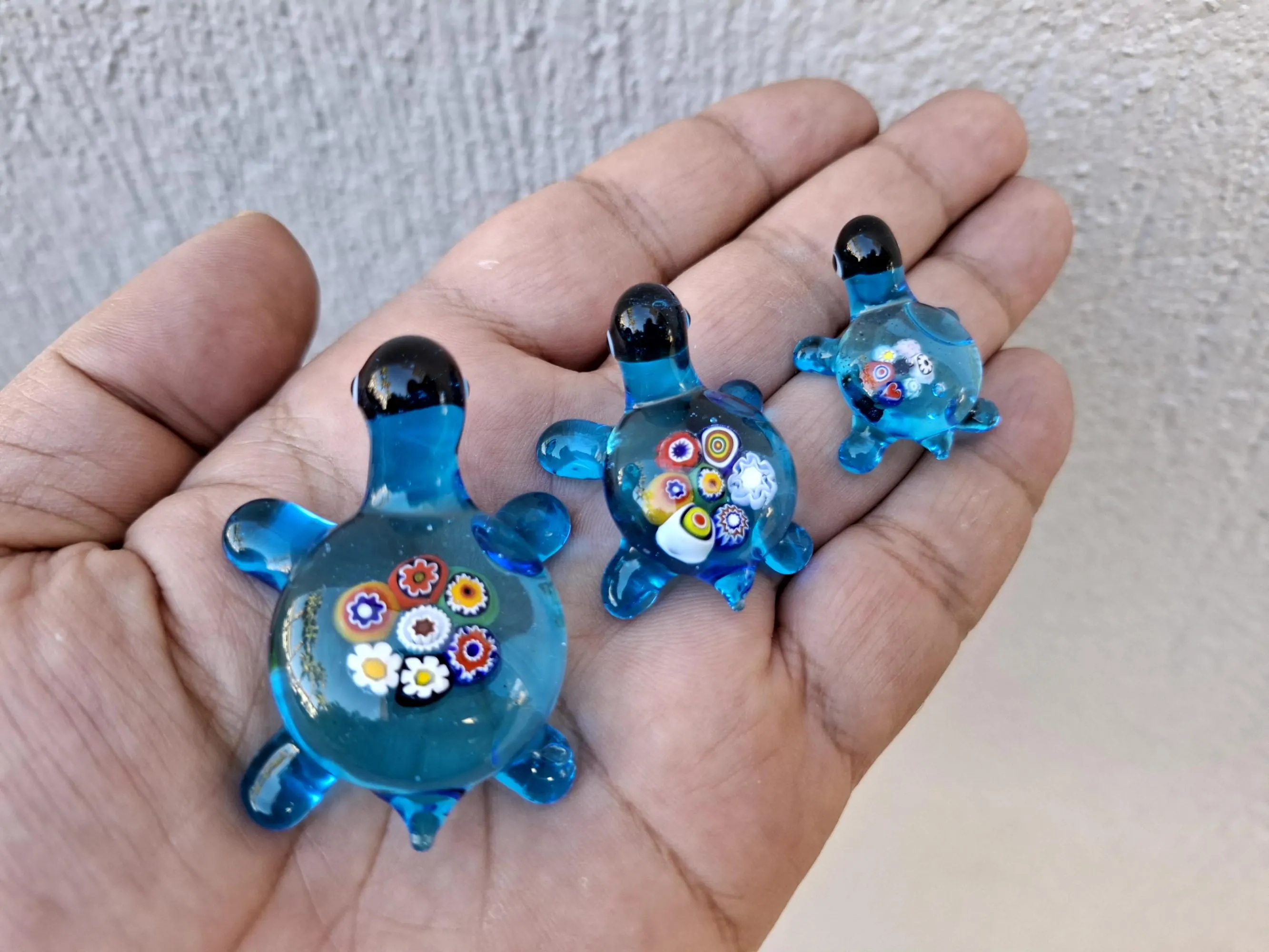 Glass turtle family, blown glass turtles, 3pcs miniature turtles, turtle ornament, turtle figurine, murano turtle, glass figurine