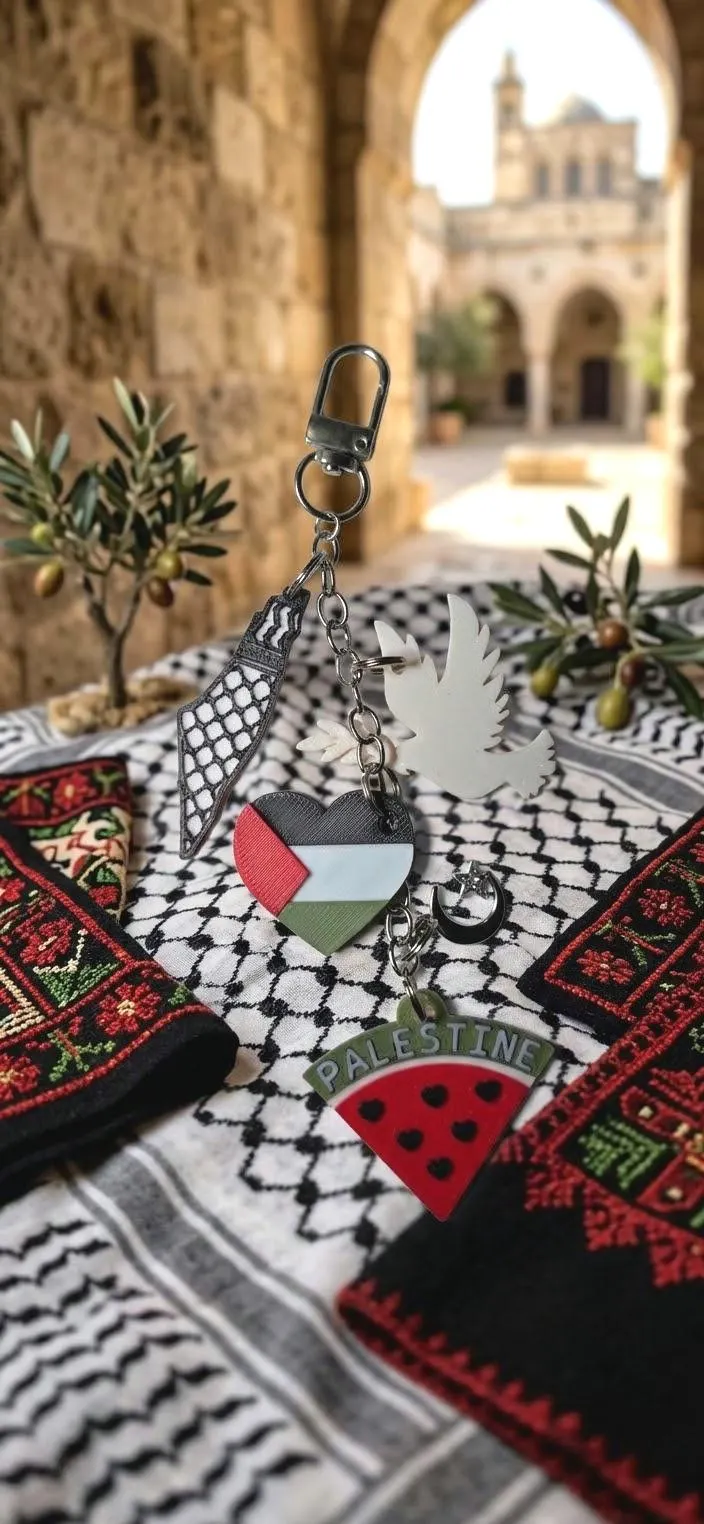 Palestine Bag Charm Keychain | Palestinian Flag & Symbols Charm | Culture Inspired Bag Accessory, Palestinian Pride Gift | Arab Culture Gift - image 3
