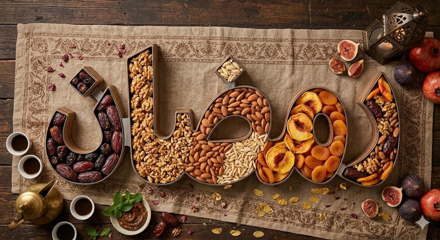 Fillable name tray centerpiece for candy, chocolates, flowers, treats, and small gifts. For special occasions, holidays like Ramadan and Eid