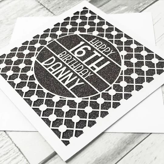 Personalised Laser-Cut Birthday Card, Glitter Inlay, Any Age - image 3