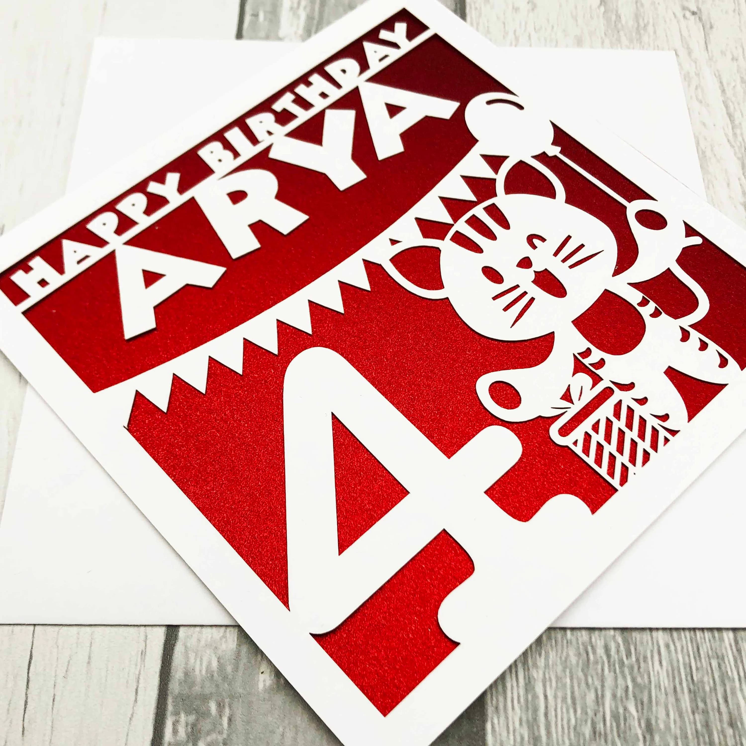 Personalised 4th Birthday Card, Laser-Cut Glitter Cardstock - image 5
