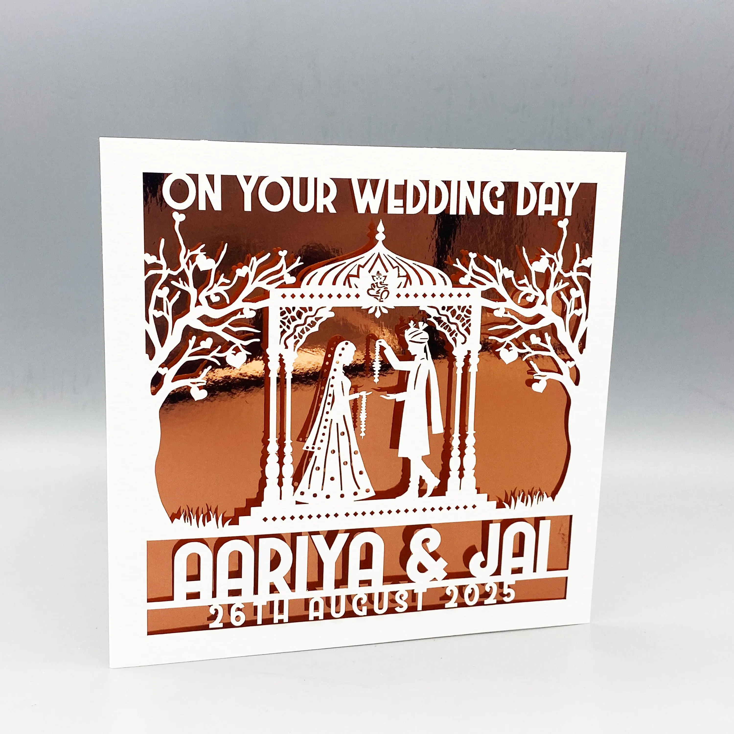 Personalized Indian Wedding Card: Glitter Inlay, Laser-Cut - image 2