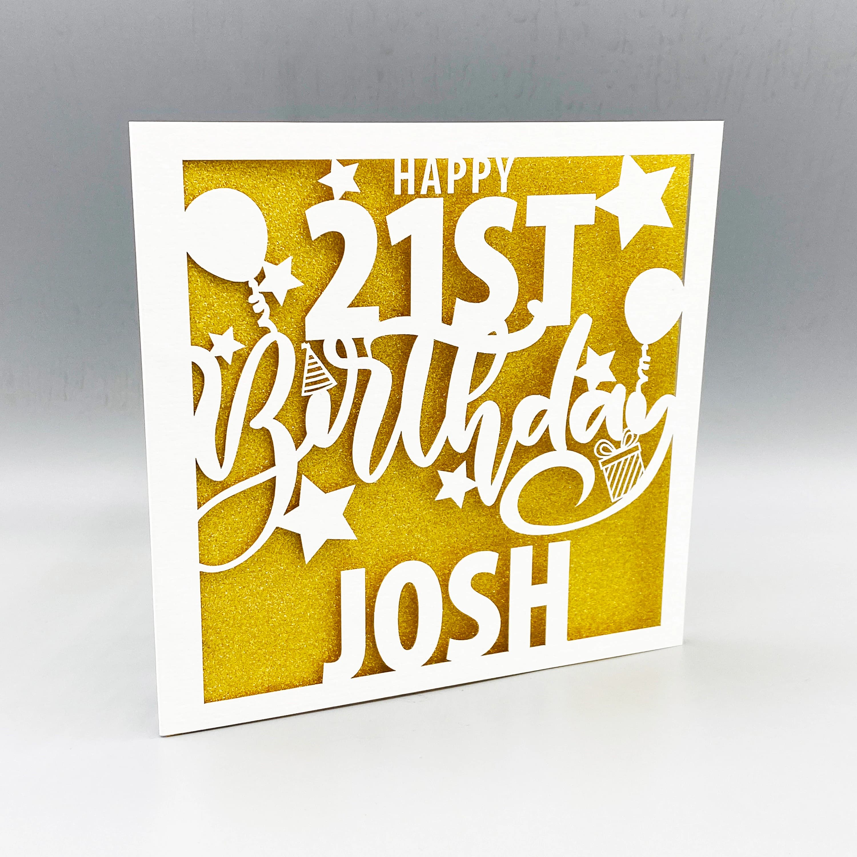 Personalised 21st Birthday Card, 21st Card for Her, Custom Name Card, Luxury Laser Cut Birthday Card, 21st Gift