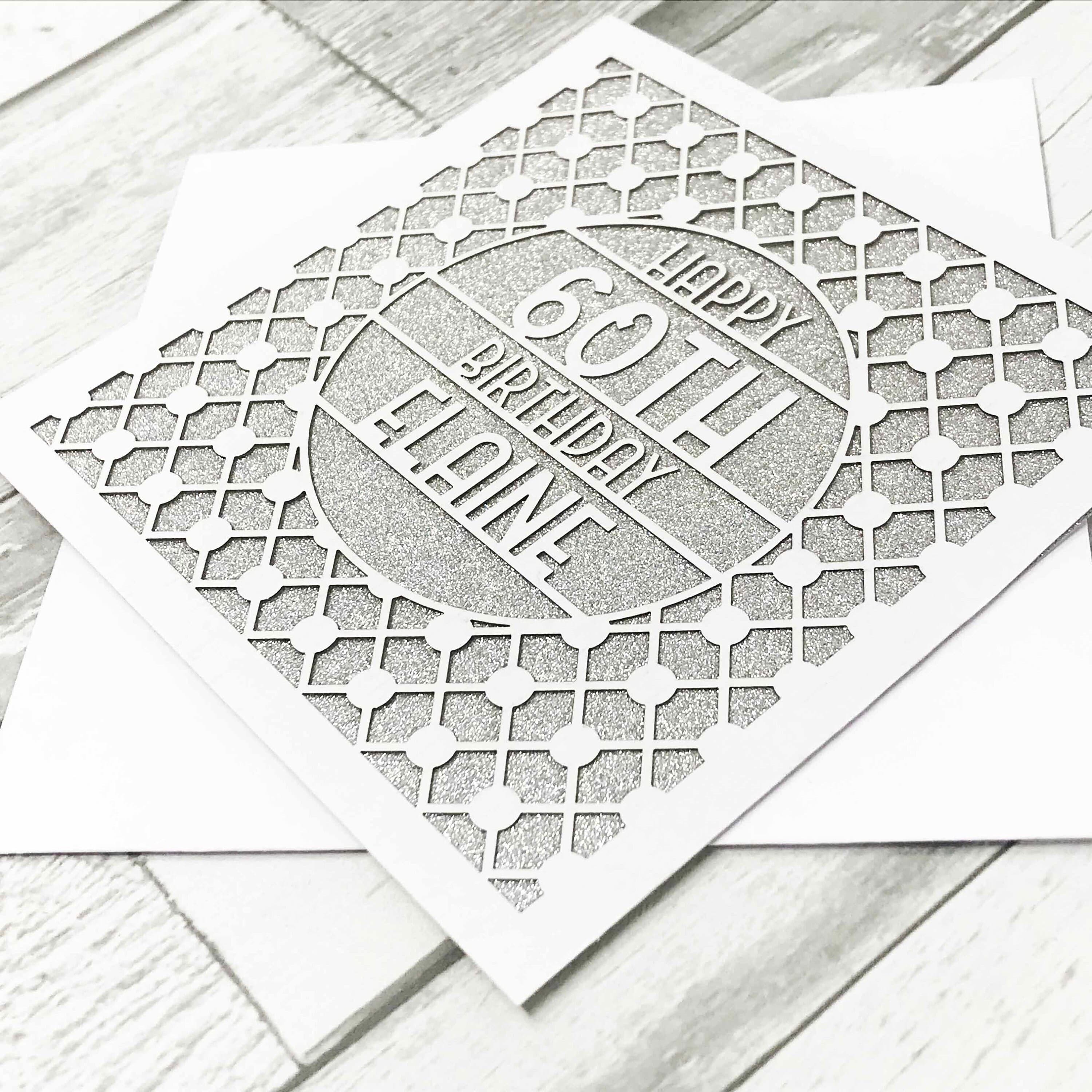 Personalised Laser-Cut Birthday Card, Glitter Inlay, Any Age
