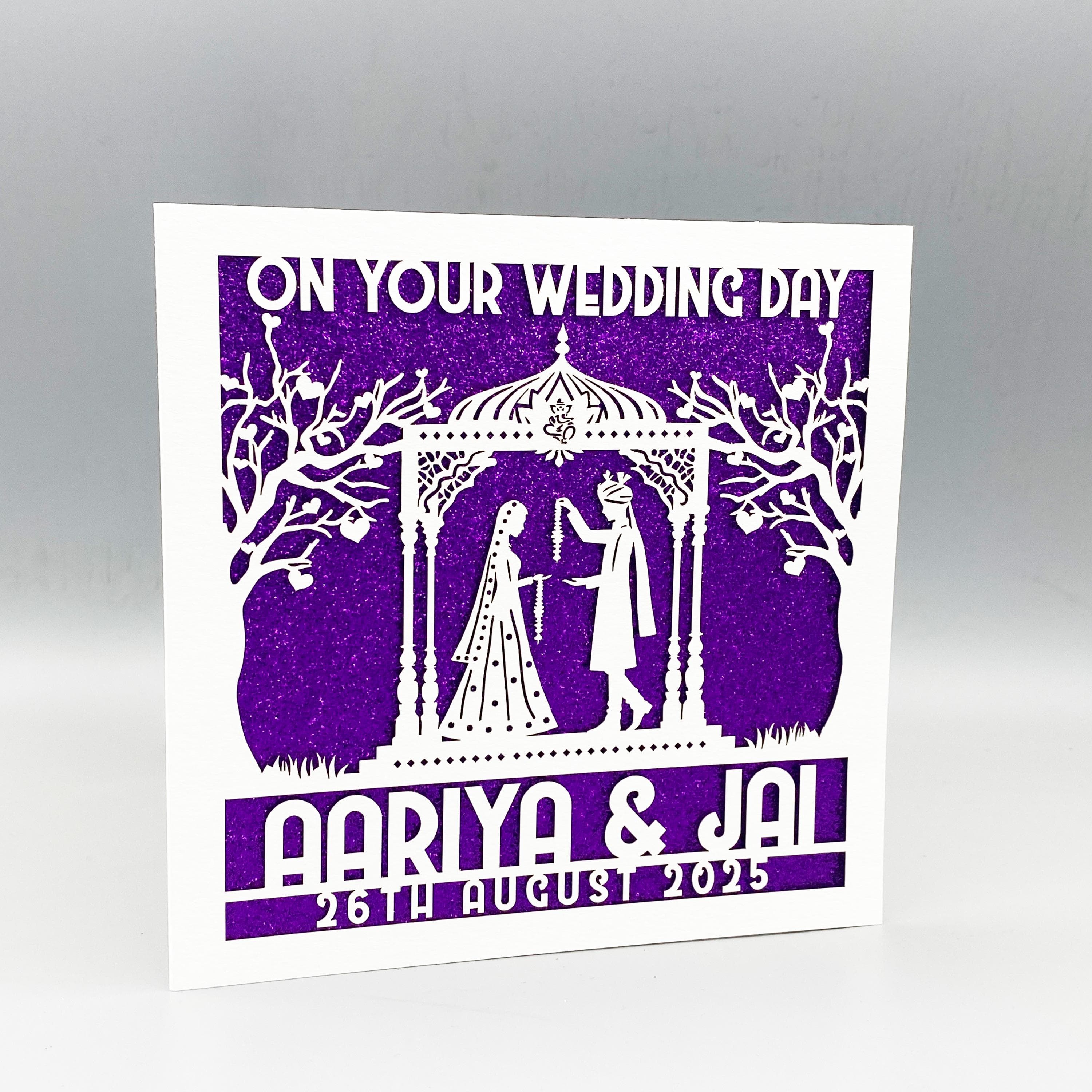 Personalized Indian Wedding Card: Glitter Inlay, Laser-Cut - image 3