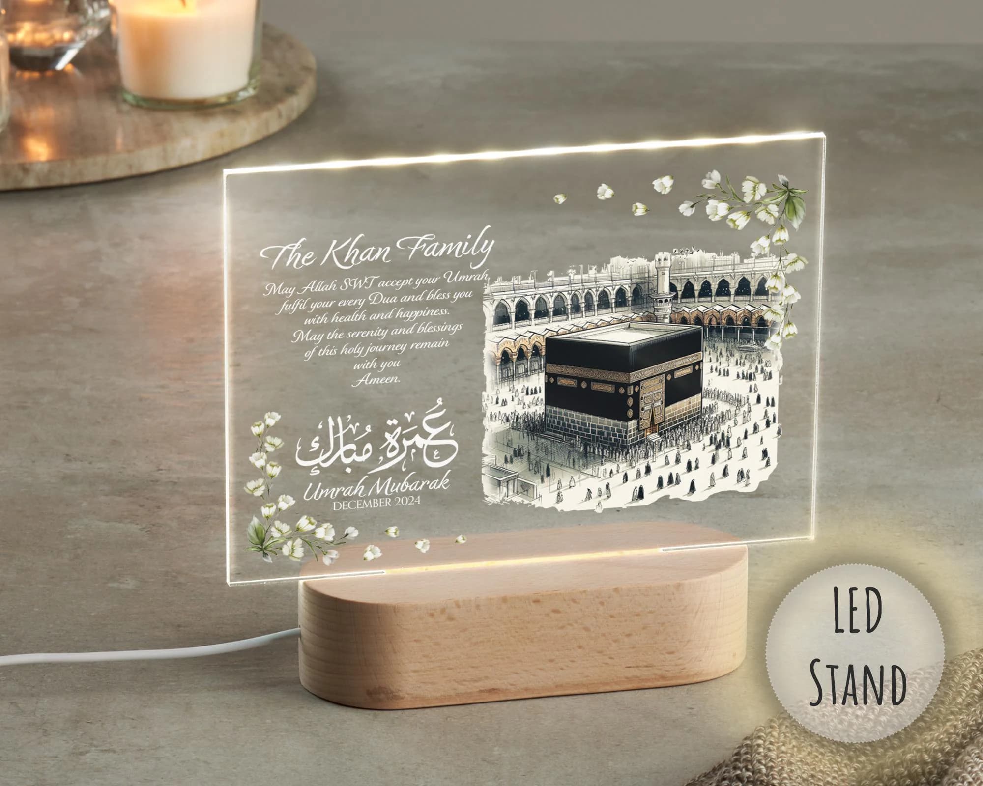 Umrah Mubarak Personalised Islamic Gift, Eid Gift, Ramadan, Muslim Wedding Gifts, Gift for Couples, Acrylic Plaque - image 4