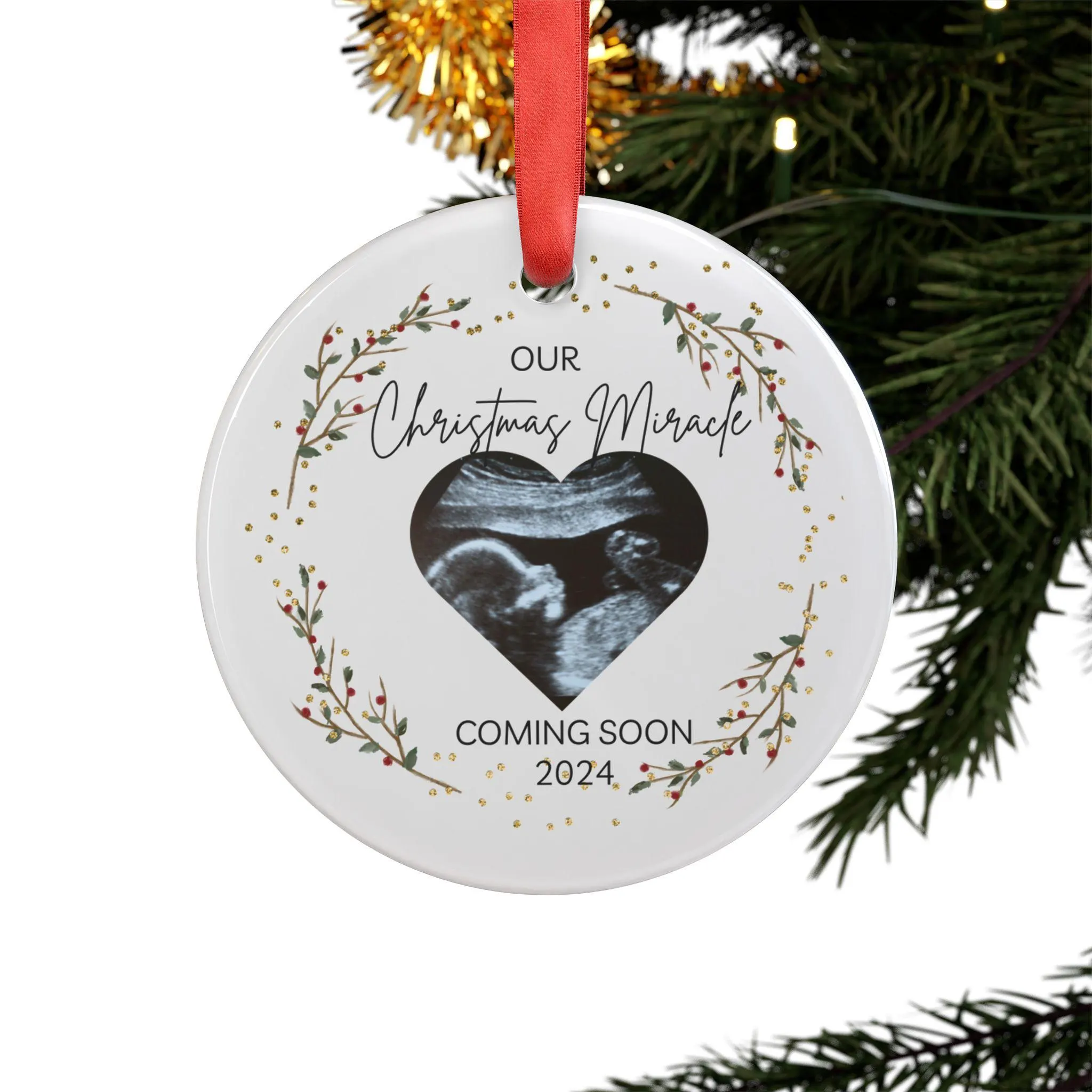 personalized Ornament, Sonogram Keepsake Ultrasound Photo Baby New Parent Gift, Gift for Parents, Baby Shower Gift, - image 4