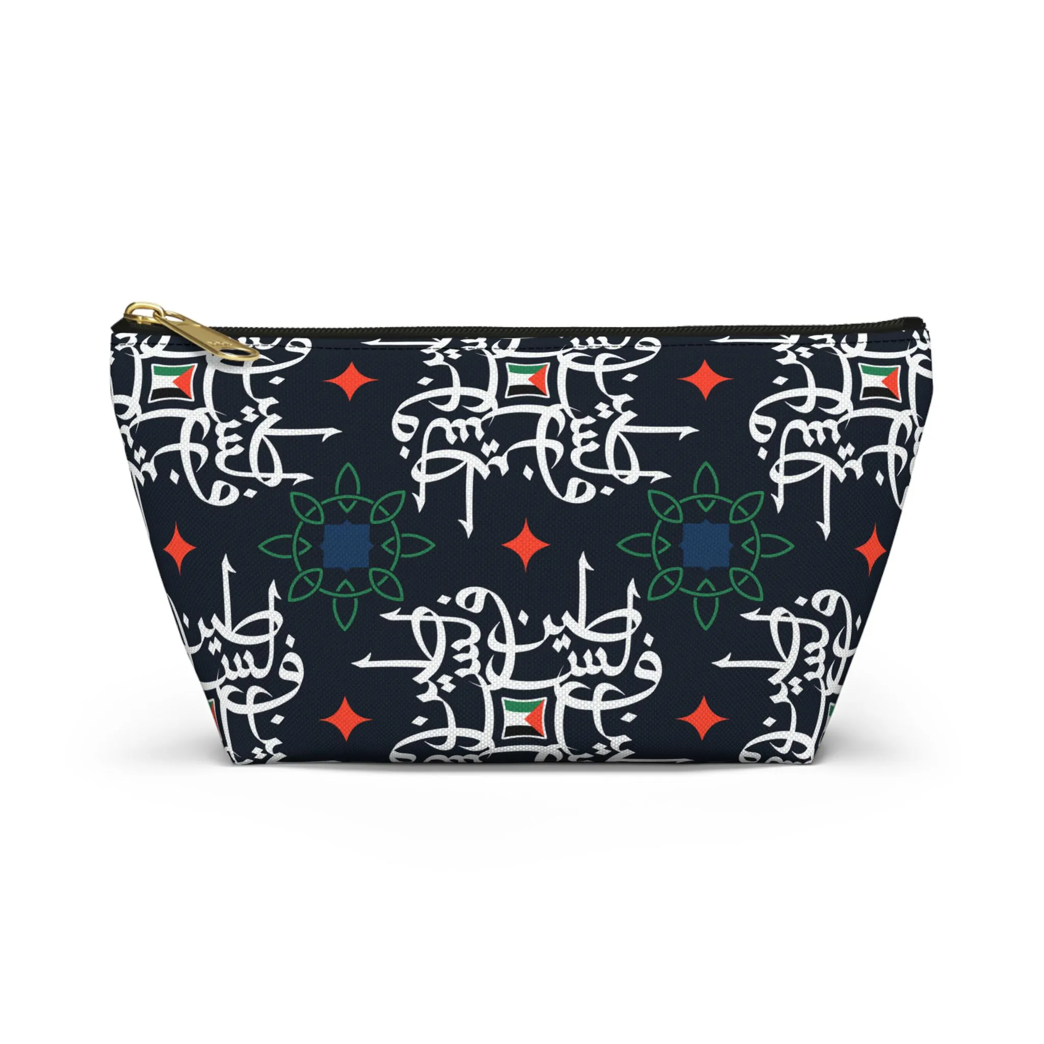 Pouch, Palestine Arabic Calligraphy Accessory Bag, Palestinian Gift, Travel Organizer, T-bottom Zipper Pouch, watermelon supporter gift