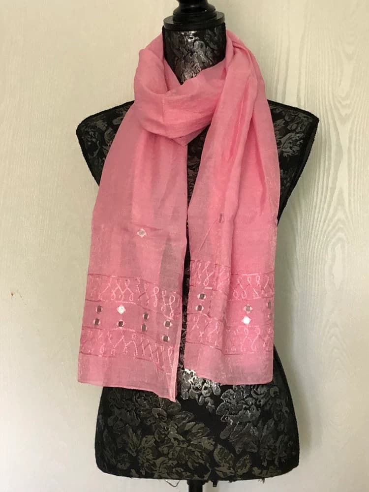 Embroidered Viscose Silk Stole / Long Stole/girl's Scarf/HeadWrap/Shawl/Hijab - image 2