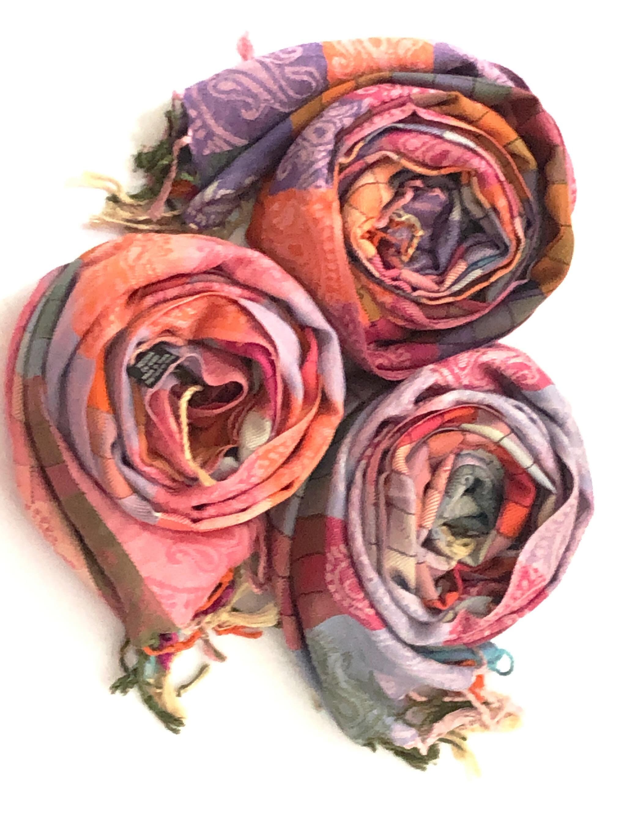 Women's Vintage Pashmina Shawl / Chequered Multicoloured Fashion Scarf/Wrap/Trendy Stole /Hijab/ Wedding Favours/ Gift for Valentine - image 4