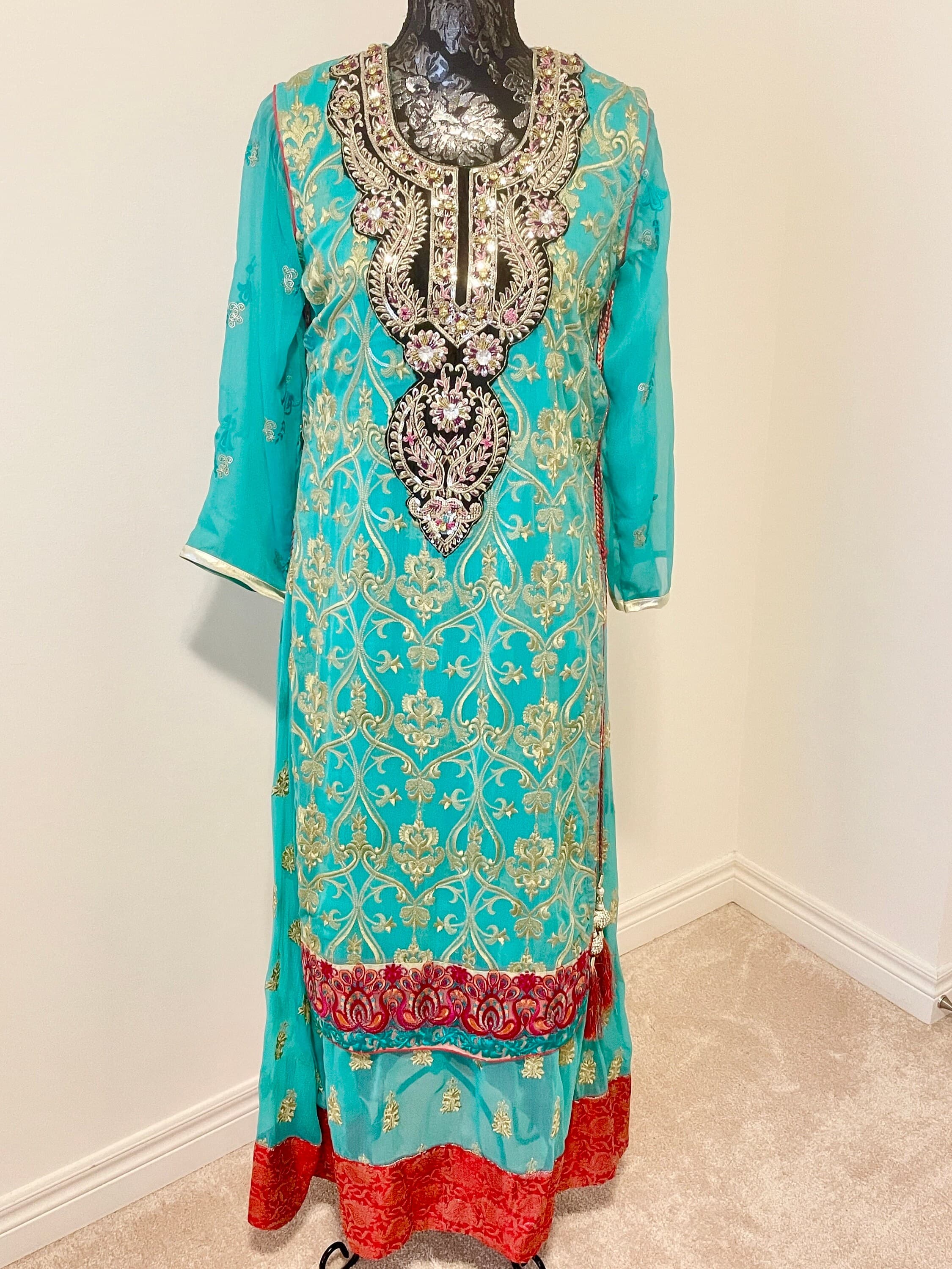 EMBROIDERED DRESS for Women Elegant, Flowing Ankle Length Dress Formal Vintage Dress, Gift for Her - image 4
