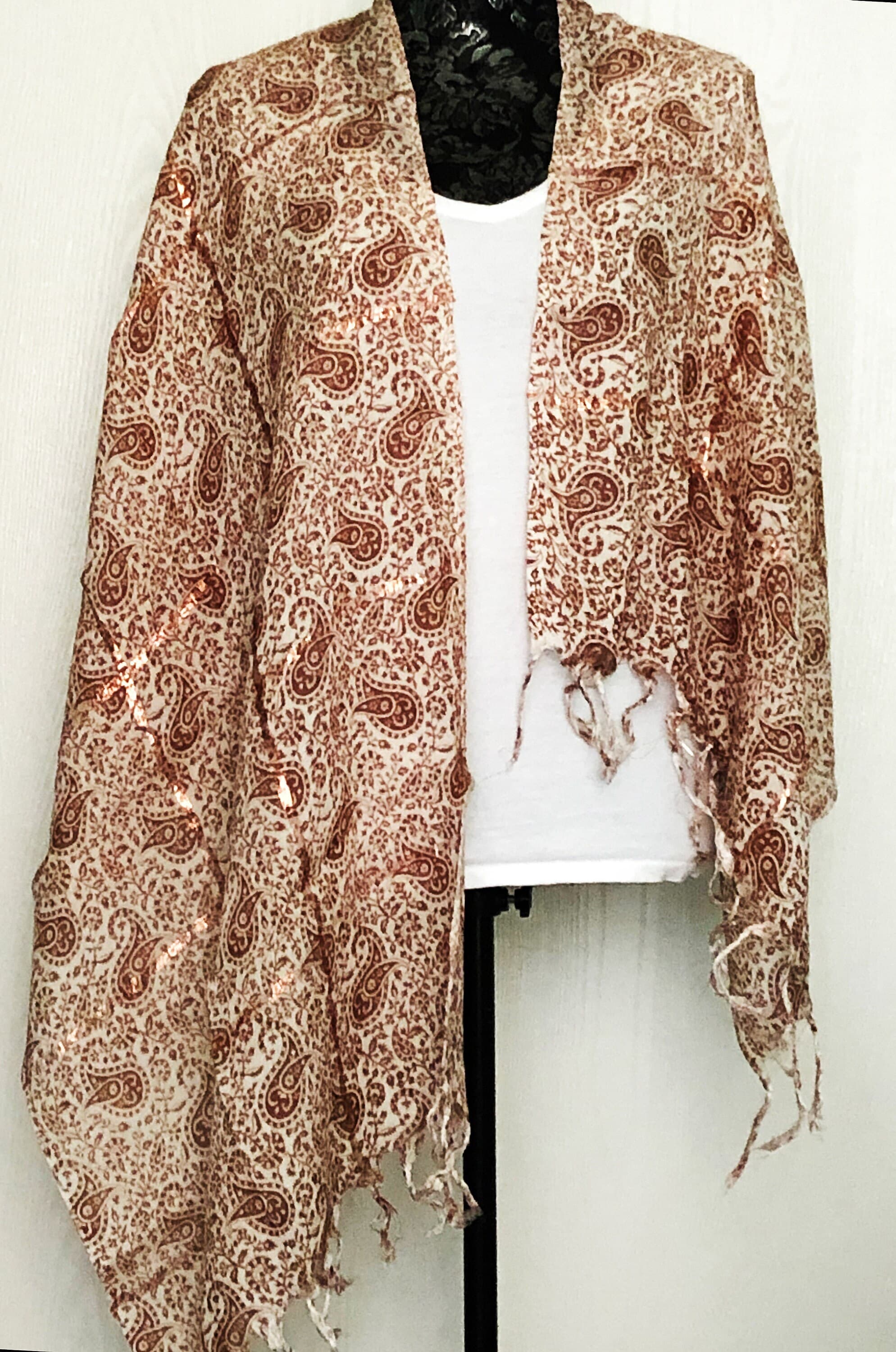 PRINTED VISCOSE SCARF, Paisley Pattern Shawl, Head Wrap, Stole, Turban Hijab For Women, Gift for Her - image 4
