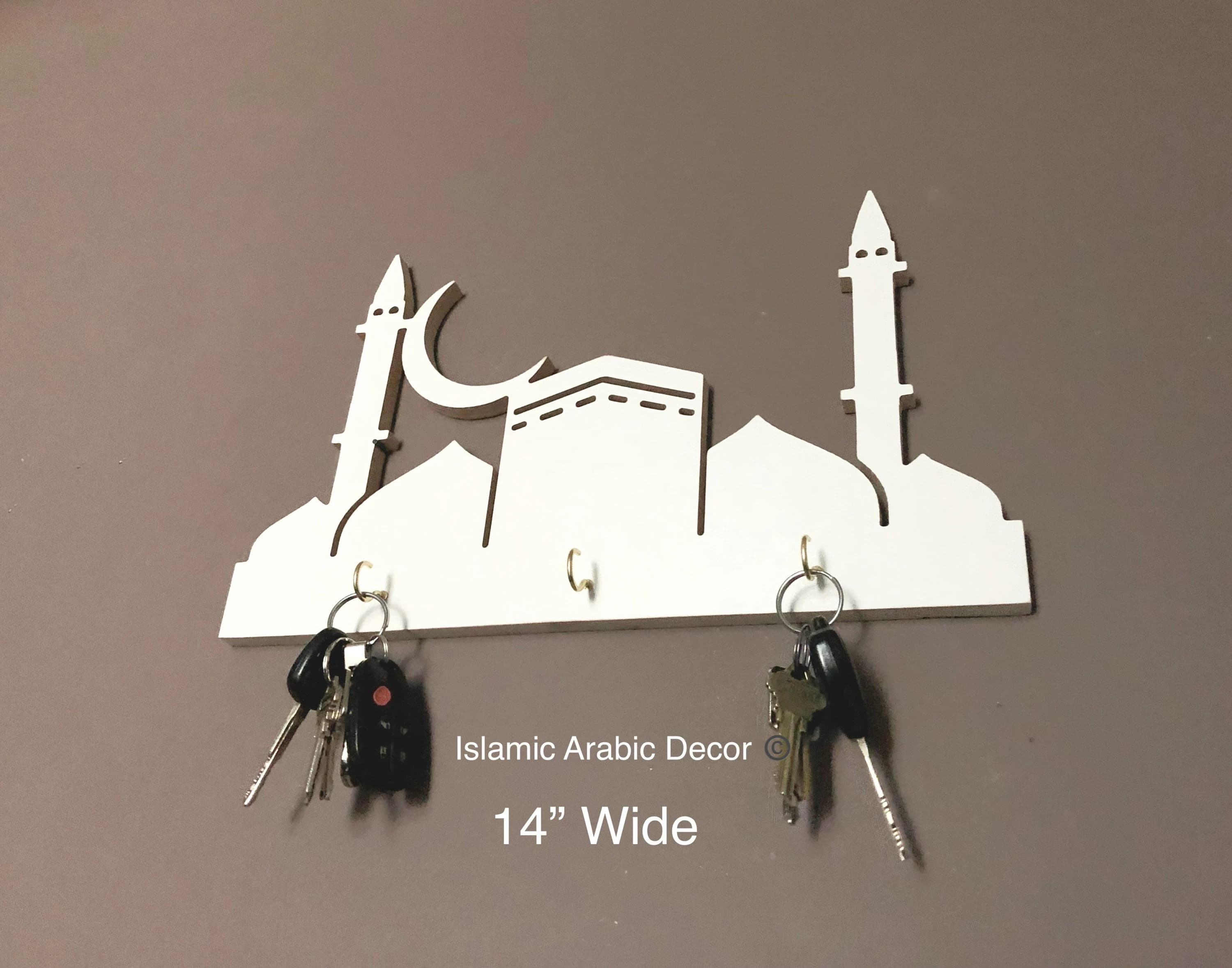 Makkah Madinah Keyholder, Handmade Islamic Wall Art, Arabic Decor - image 3