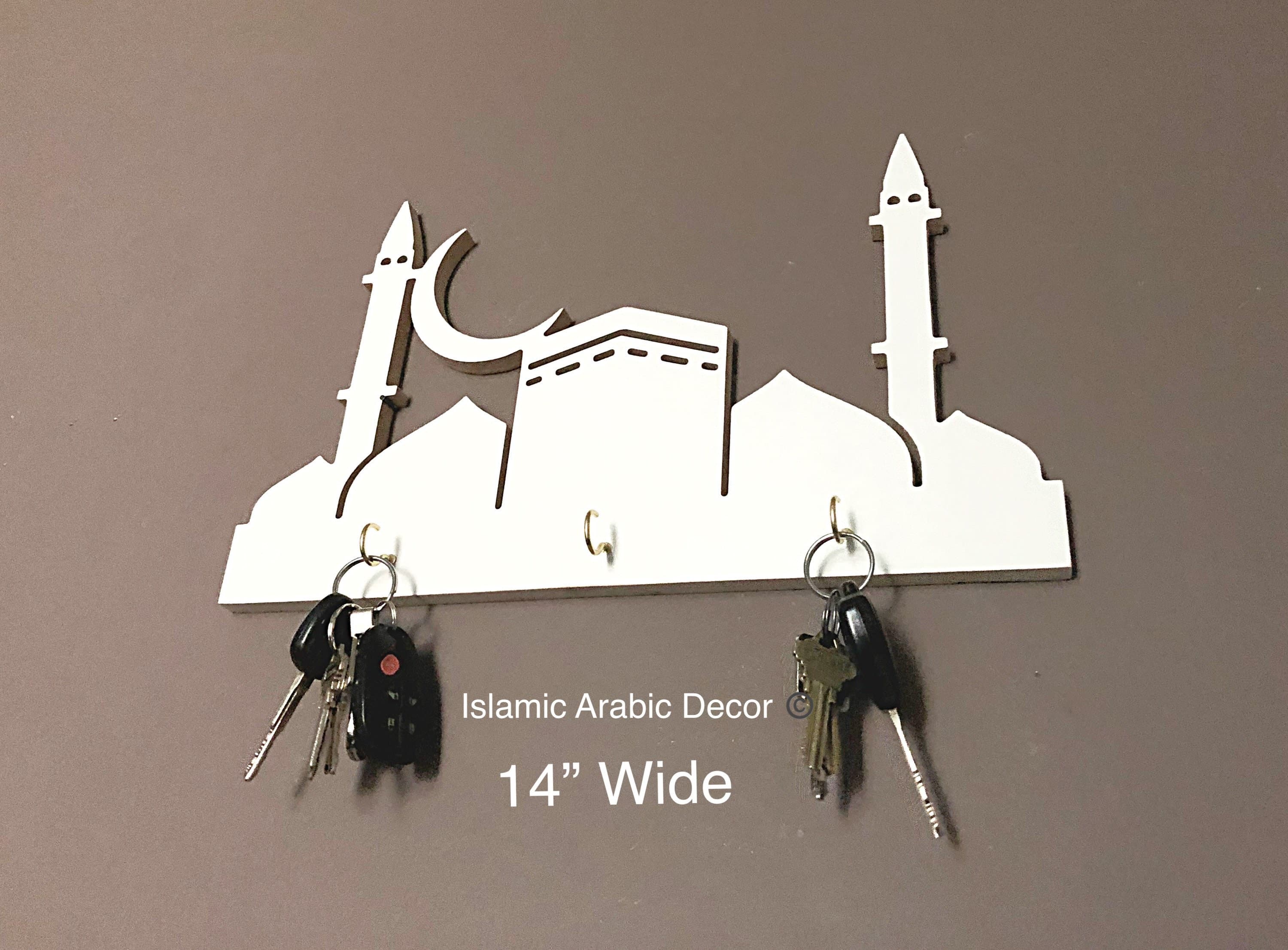 Makkah Madinah Keyholder, Handmade Islamic Wall Art, Arabic Decor - image 4
