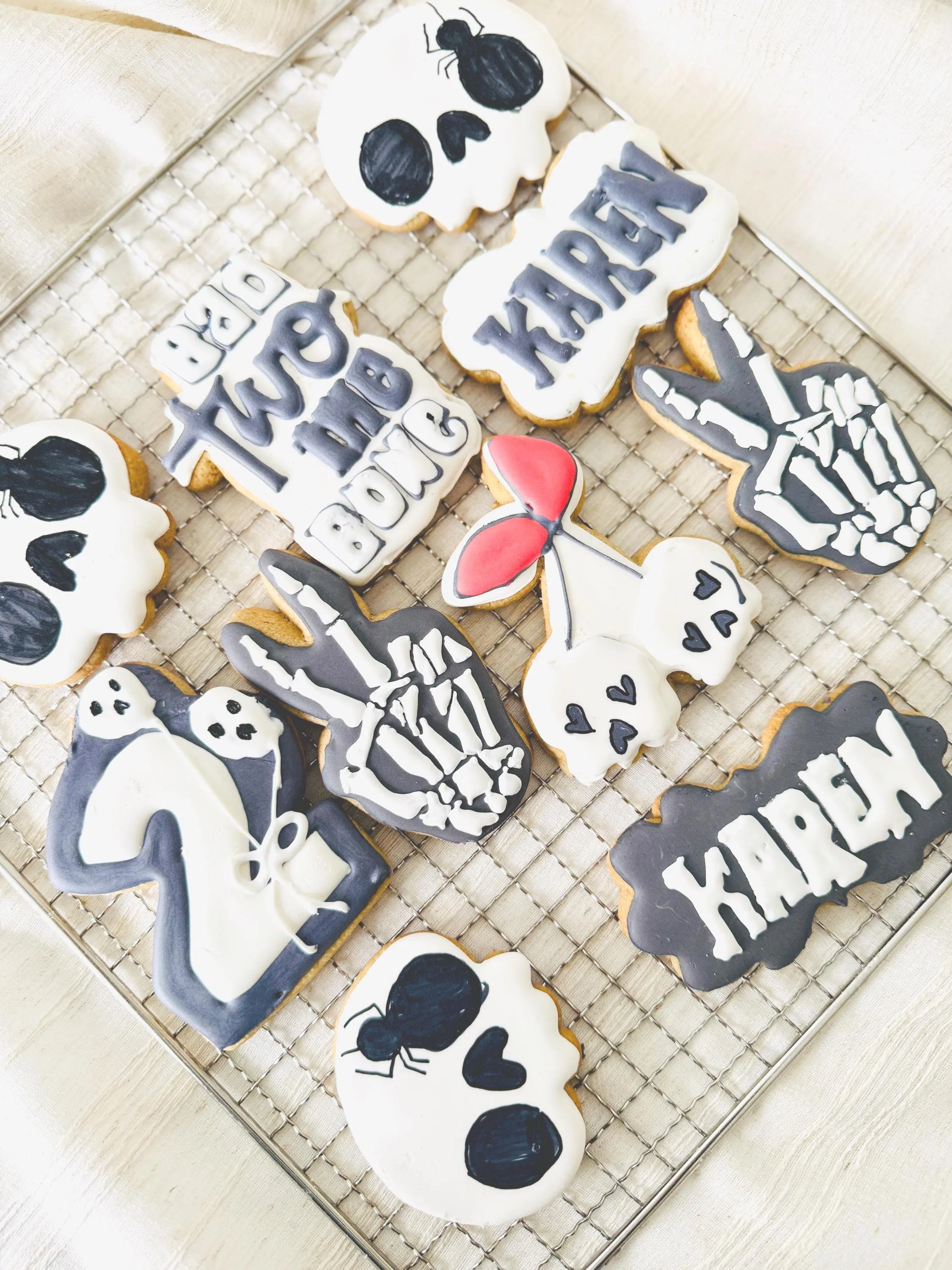 bad two the bone cookies/ 2 year old birthday/halloween birthday/