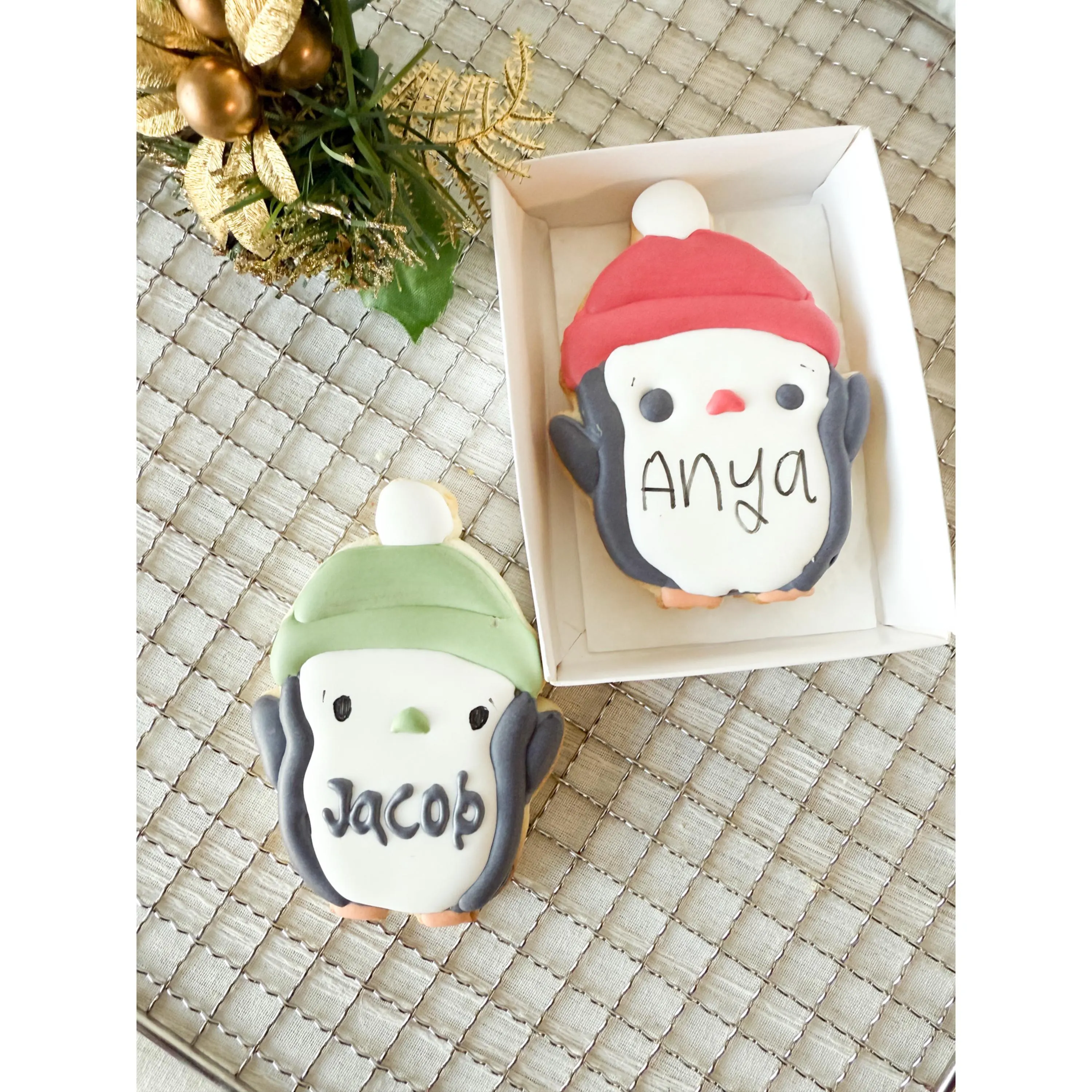 Personalised Penguin Christmas Cookie • Custom Name Cookie Christmas cookies -Penguin Stocking fillers-Teacher gift