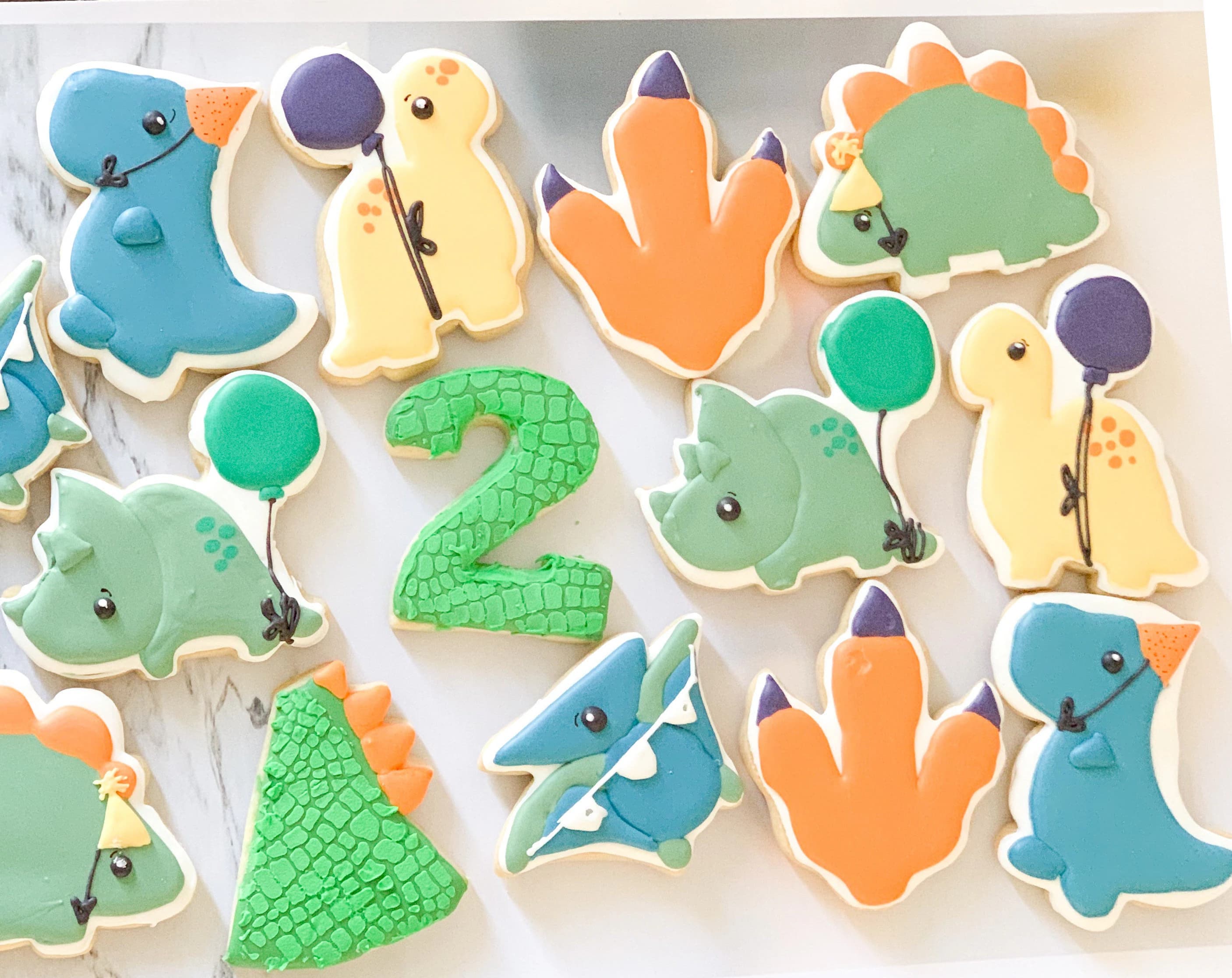 Dinosaur Decorated Sugar Cookies: Birthday Party Favors - 1 Dozen