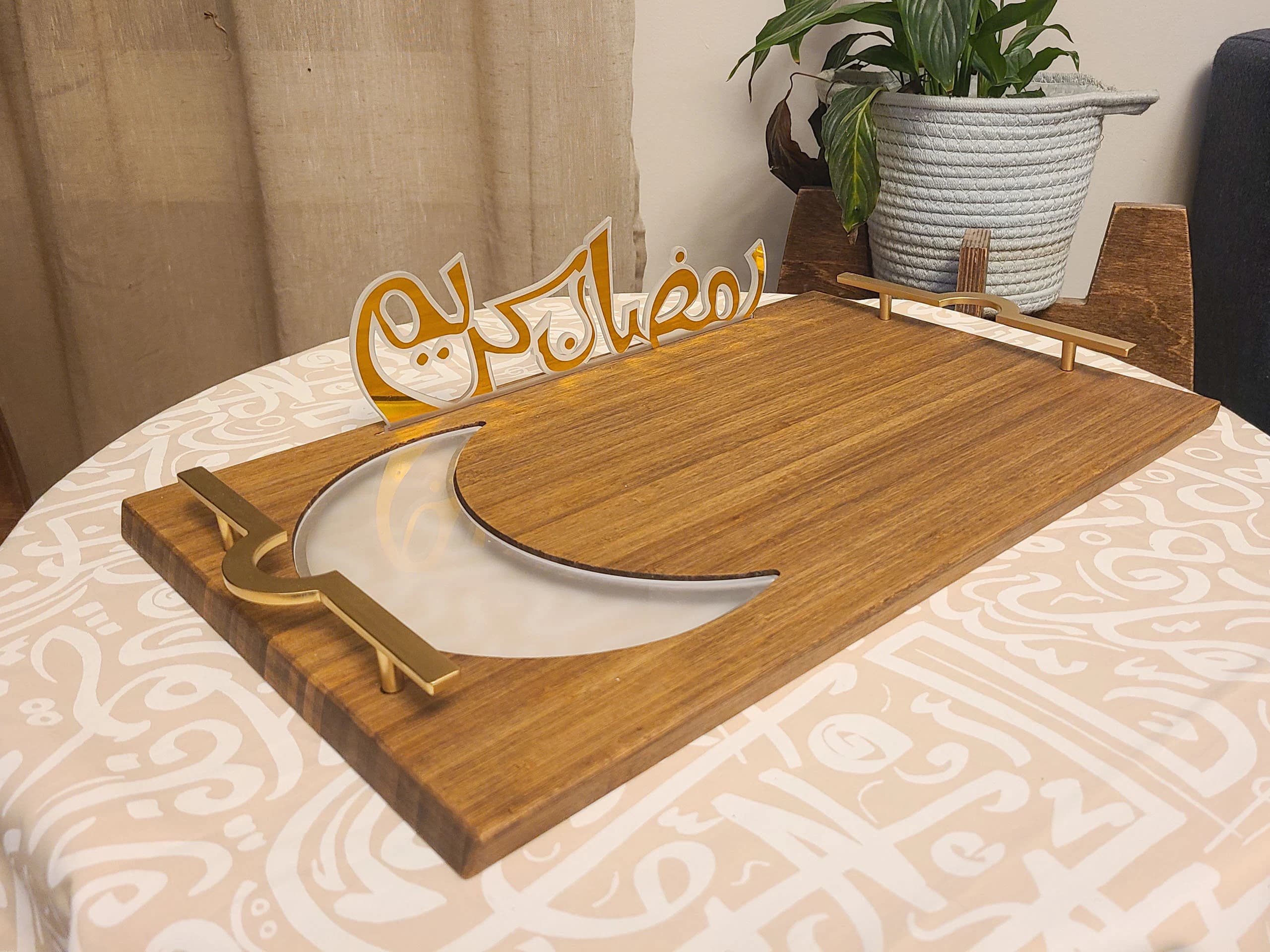 Ramadan Kareem Serving Tray: Acrylic Moon Design