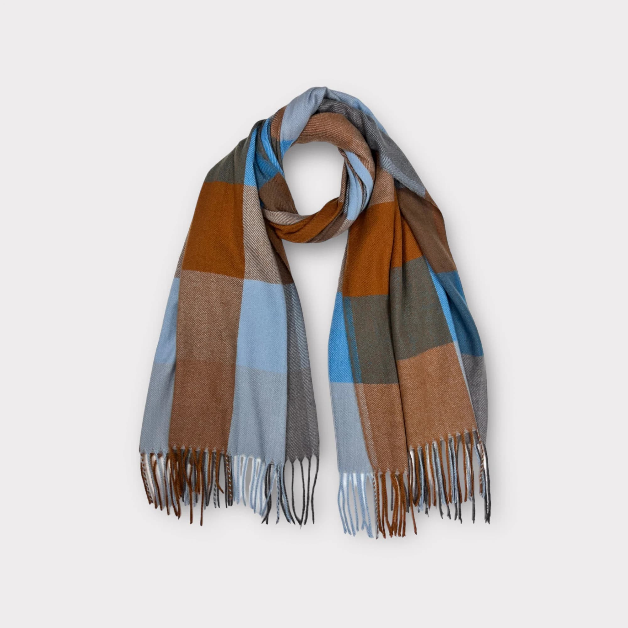 Wool Blend Winter Scarf: Colorful Plaid Tassel Scarf - image 4