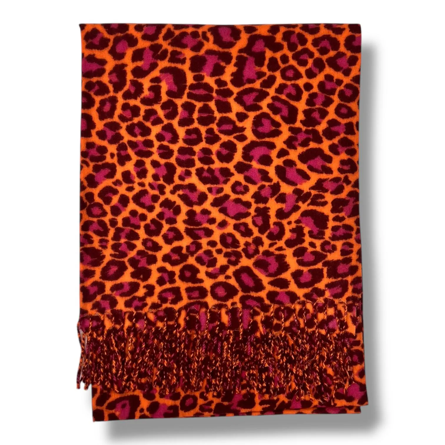 Leopard Print Scarf | Orange Animal Print Polyester Fashion Wrap - image 3