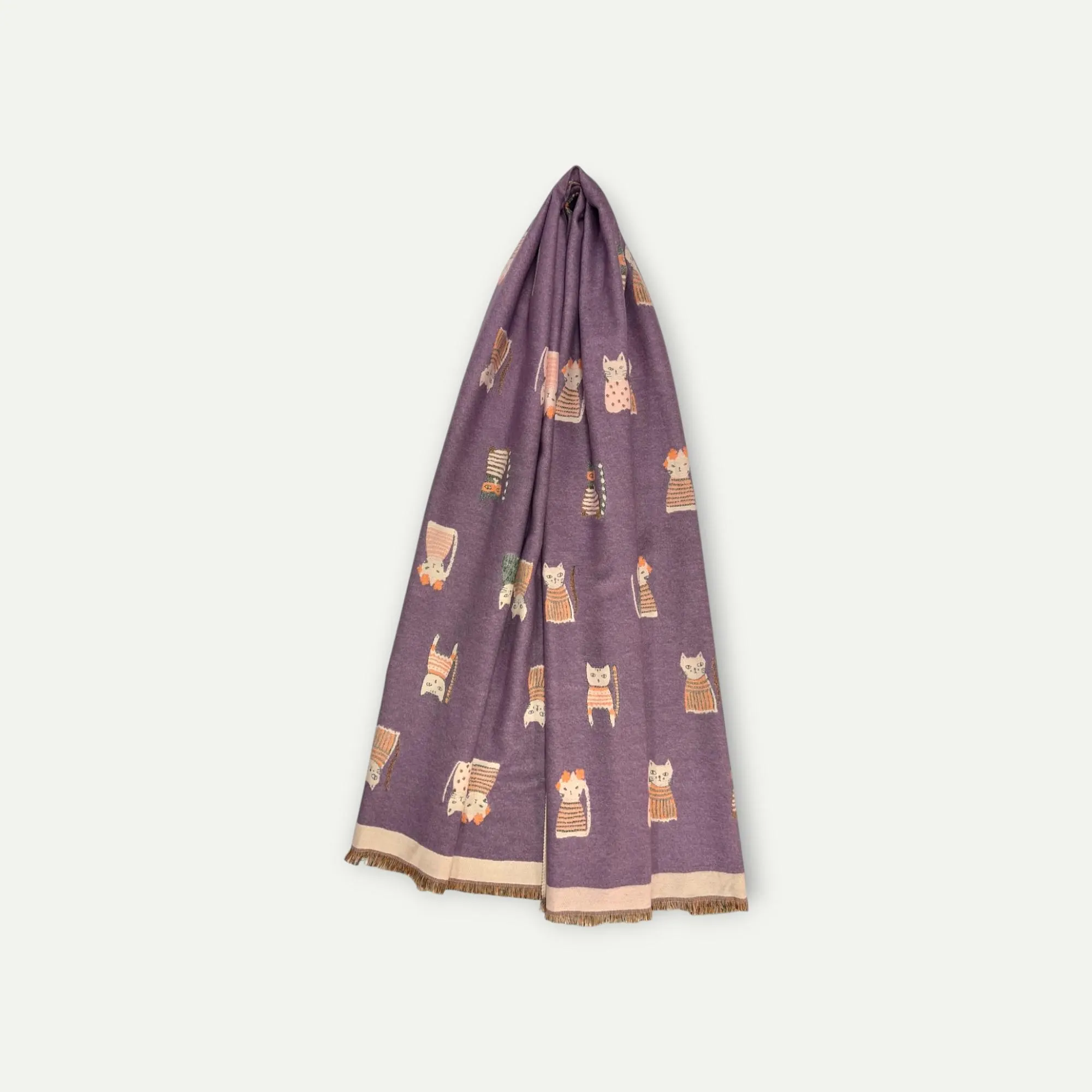 Cat print scarf, Wool blend, Personalised embroidery option available, present for her - image 5
