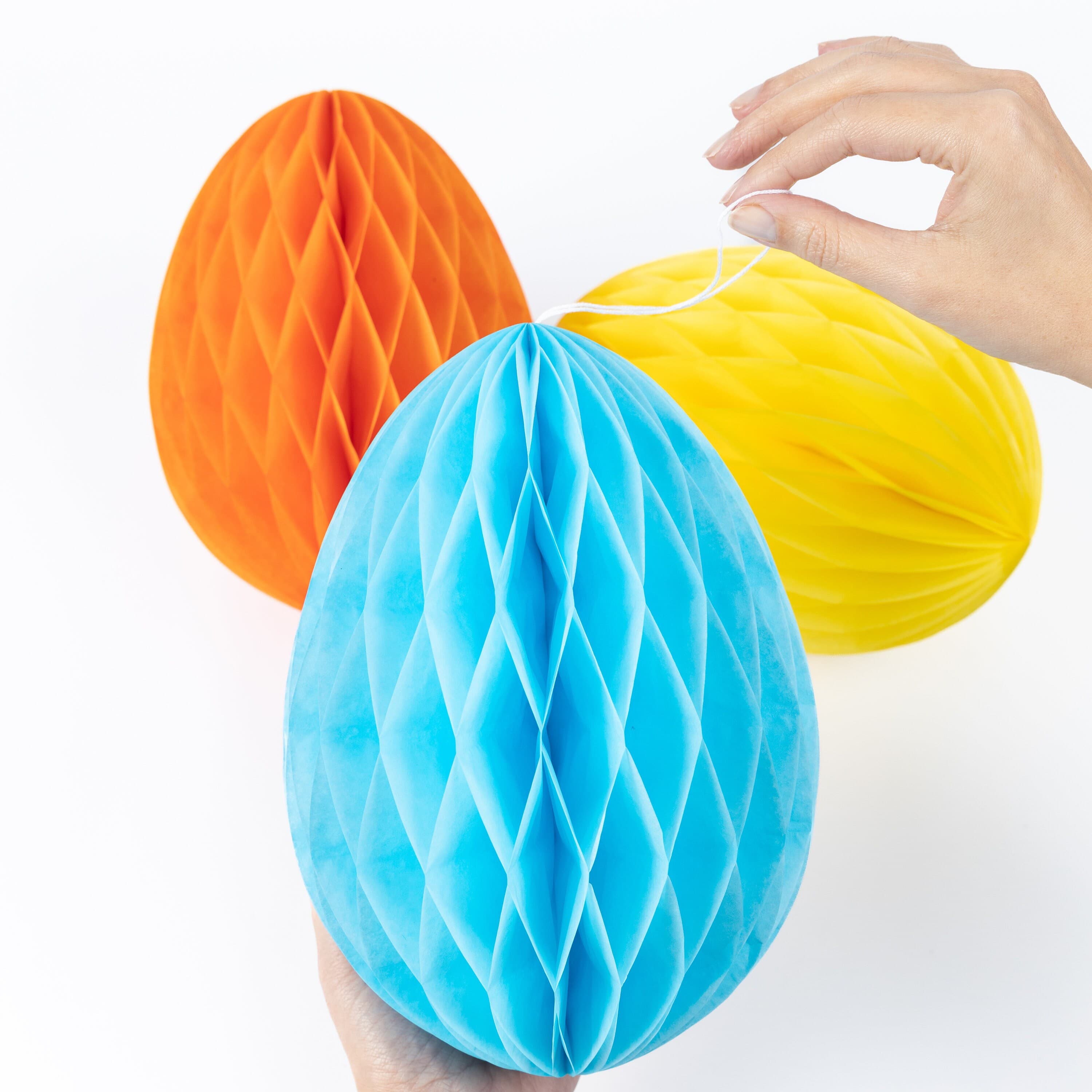 3 X 25cm Large Honeycomb tissue Paper Easter Egg Hanging Decorations Party Wedding Tree