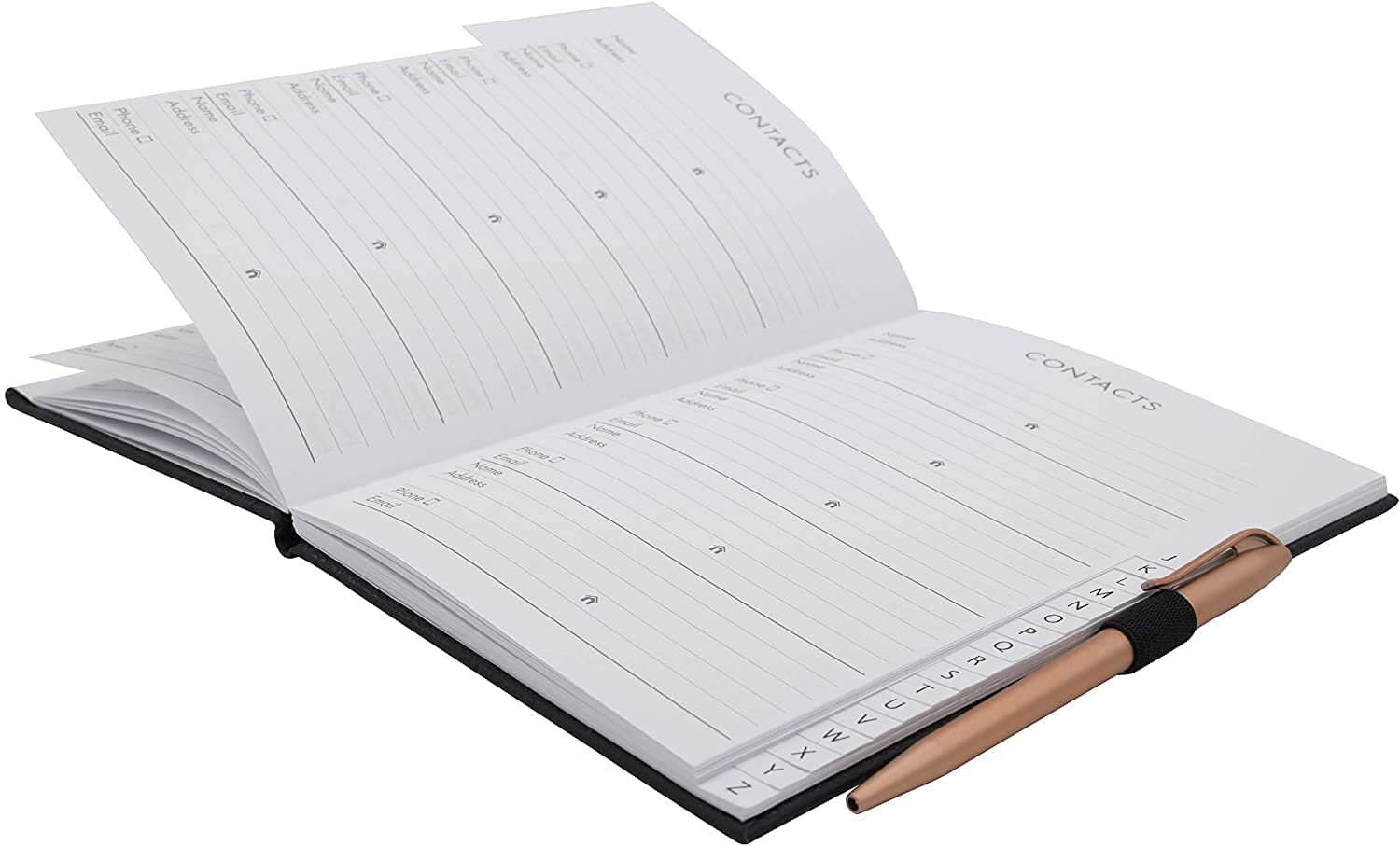 A5 Telephone Address Book with Pen, A-Z Index Hardback Tan Cover, Phone and Contacts Book - image 2