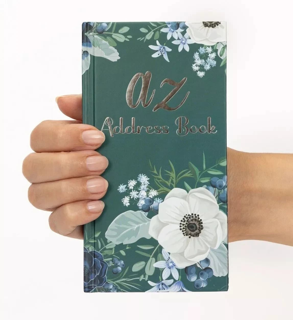 Slim Address Book with A-Z Tabs, Hardback Telephone and Email Contact Book, Marble Floral or Bird Design - image 3