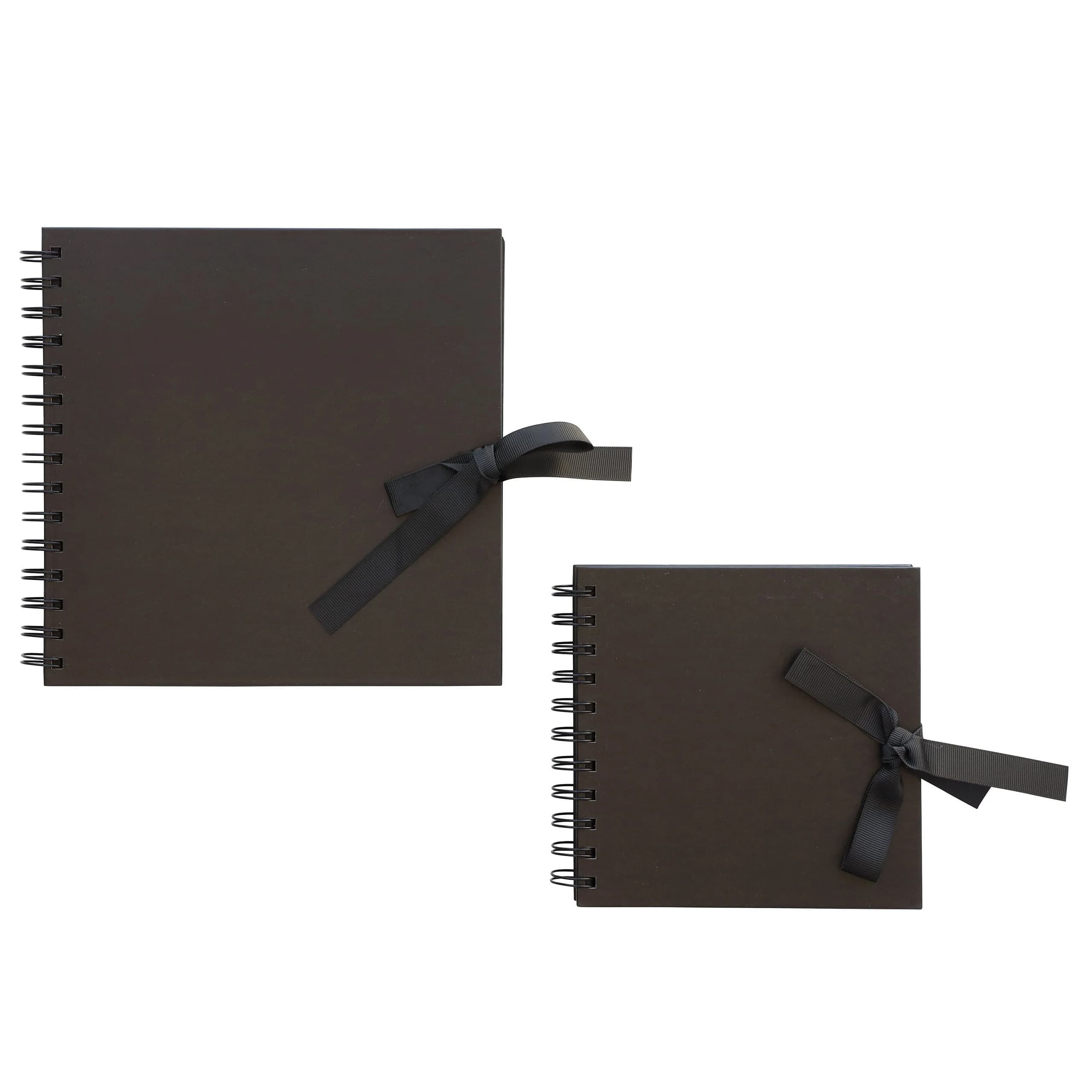 Square Kraft Paper Scrapbook: Spiral Bound Photo Album with Ribbon
