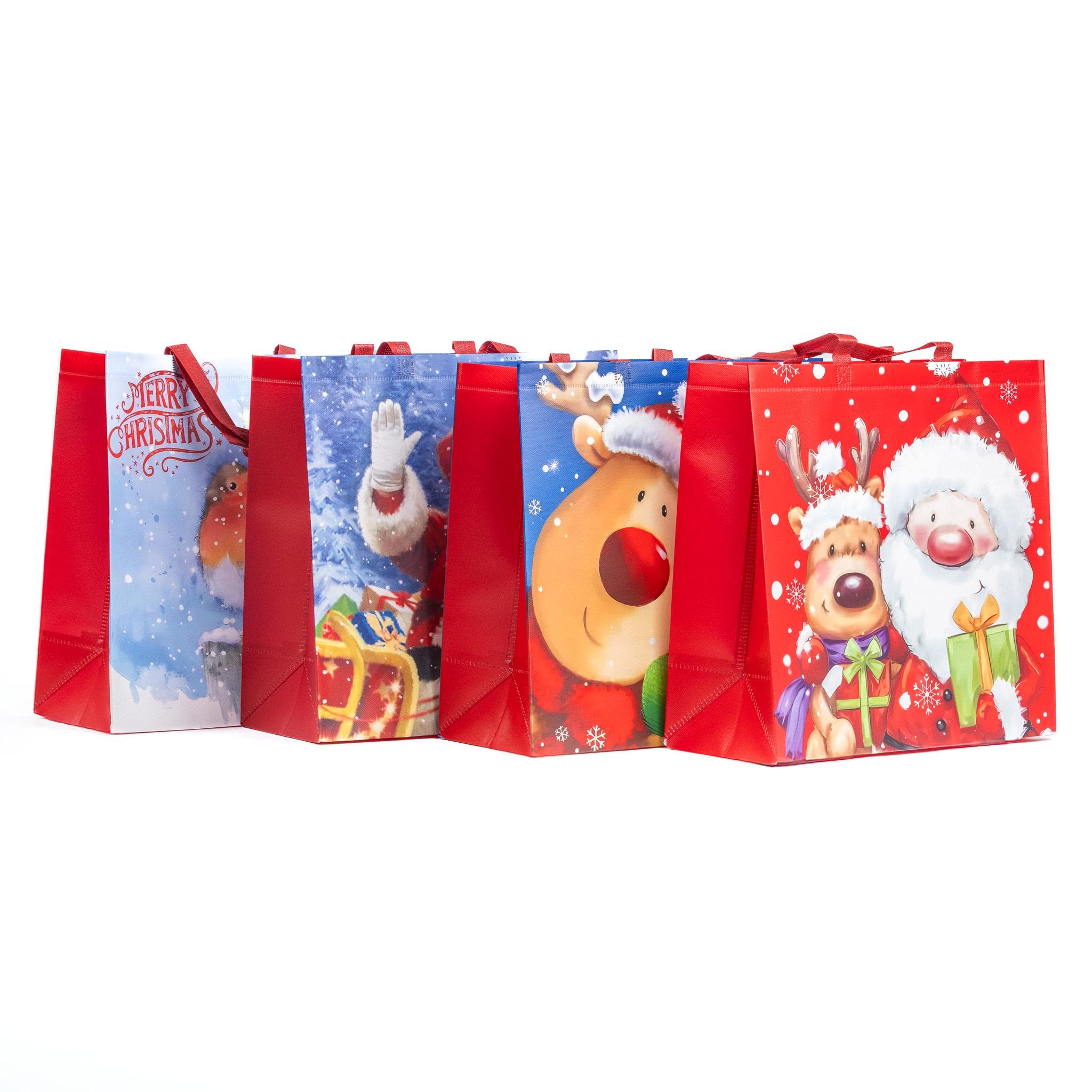 4 Christmas Gift Bags Extra Large with Handles Tote Reusable bags