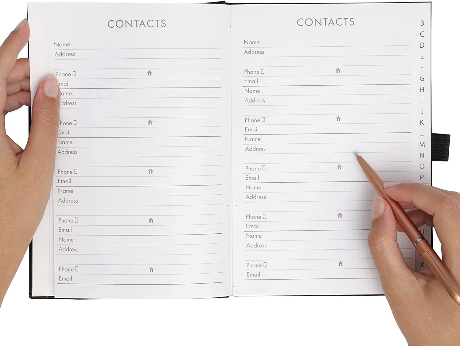 A5 Telephone Address Book with Pen, A-Z Index Hardback Tan Cover, Phone and Contacts Book - image 5