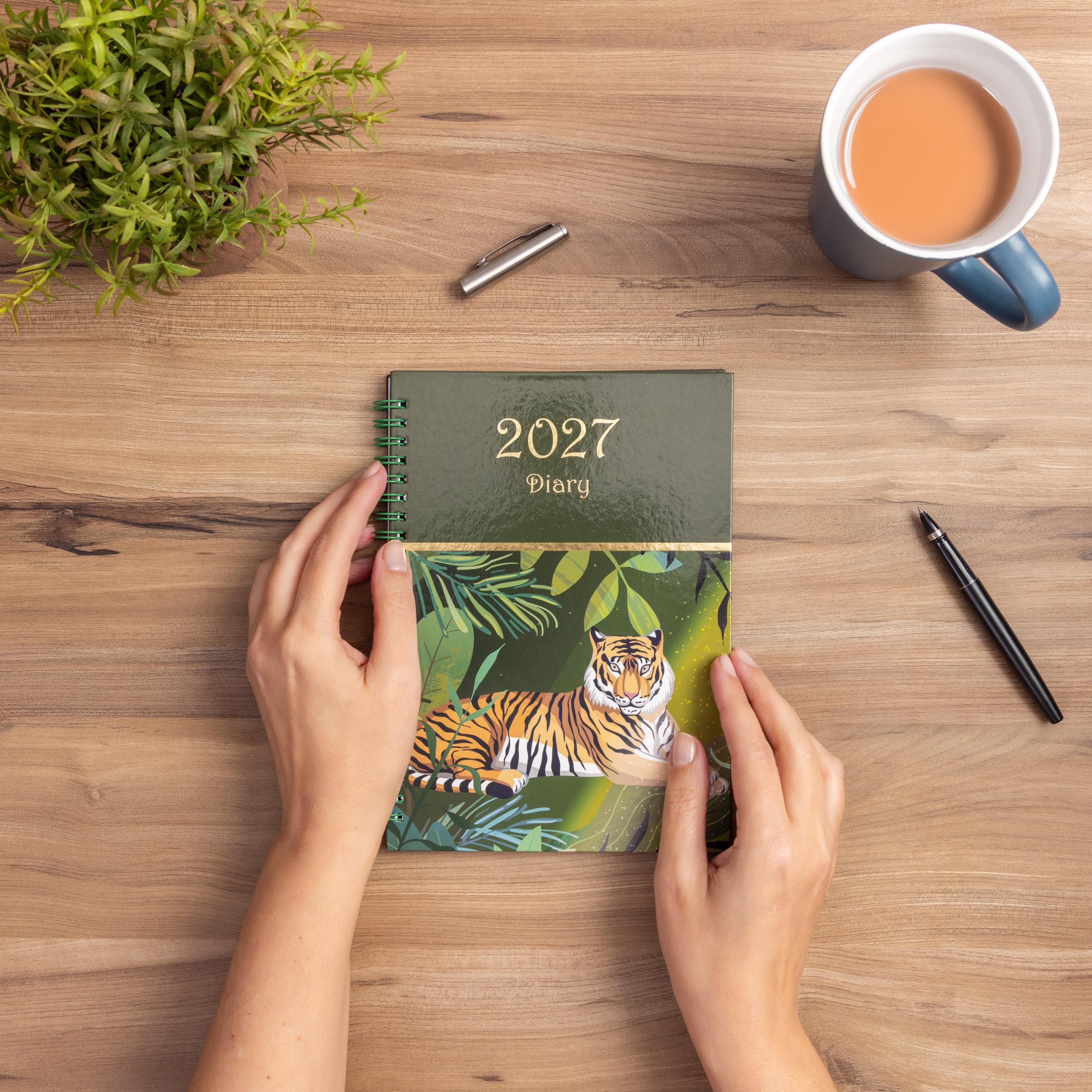 2027 Diary A5 Week to View, Hardback Full Year Planner, Dream Flower Butterflies Bee Tiger or Marble - image 3