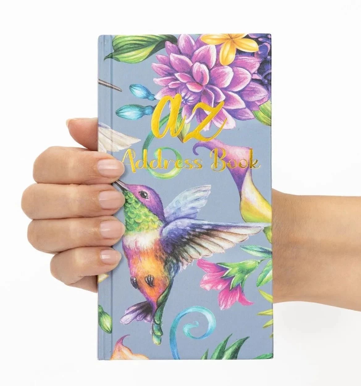Slim Address Book with A-Z Tabs, Hardback Telephone and Email Contact Book, Marble Floral or Bird Design - image 2