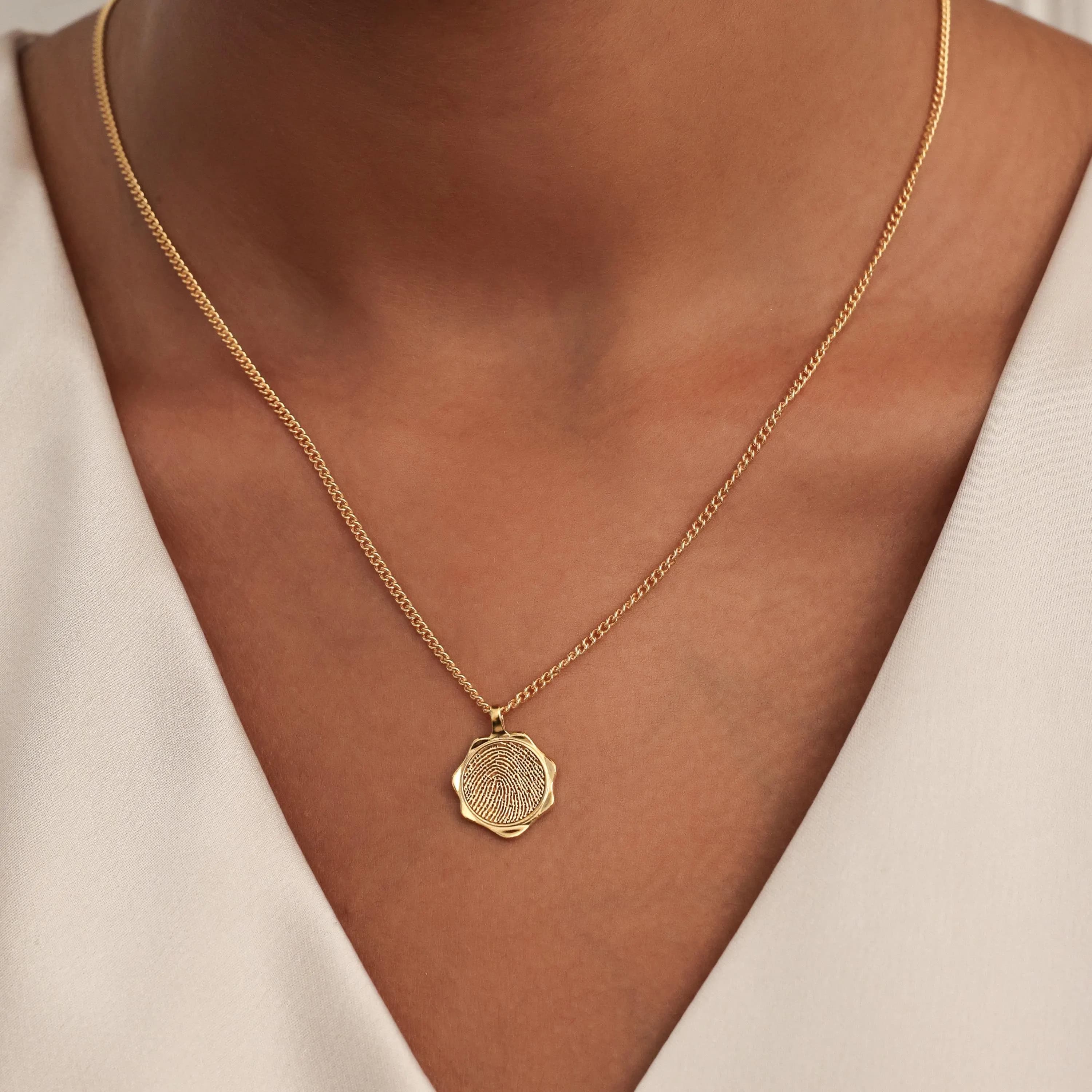 Petite Charm Fingerprint Necklace with Birthstone and Angel Wing | Mother's Day - Christmas Gifts - image 5