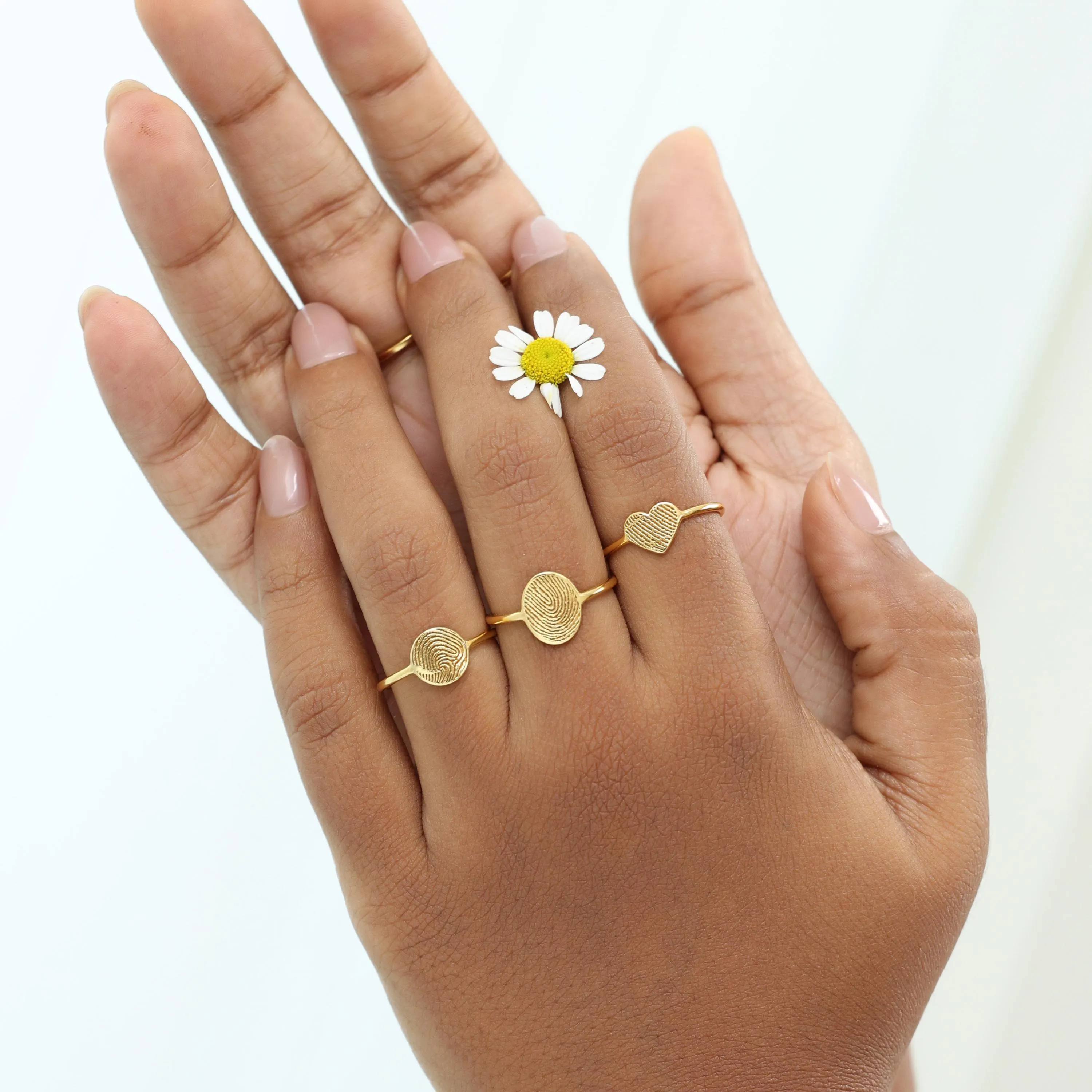 Memorial Thumbprint Ring - Fingerprint Jewelry - Custom Engraved Dainty Rings - Remembrance Jewelries - Mother Day Gifts - image 3