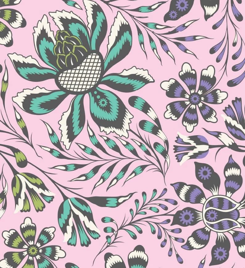 BACKING - ROAR! by Tula Pink for FreeSpirit - Super Wild Vine Blush - Flowers on Pink - Cotton Sateen - QBTP016.BLUSH - Half Yard Increments - image 3