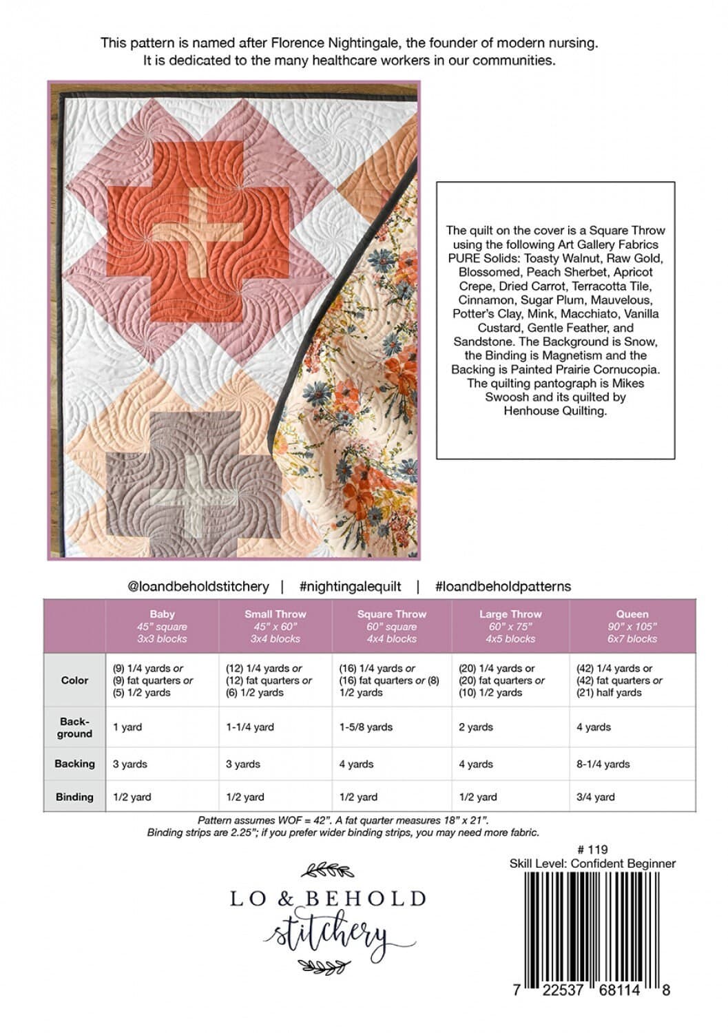 Nightingale Quilt Pattern by Lo & Behold Stitchery - Fat Quarter, Quarter Yard, and Half Yard Friendly - Multiple Sizes - Pattern ONLY - image 4