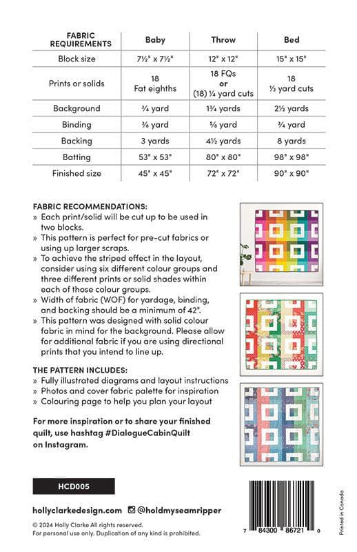 Dialogue Cabin Quilt Pattern by Holly Clarke Design - Beginner Friendly - Precut Friendly - Makes 3 Quilt Sizes - Pattern ONLY - HCD005 - image 4