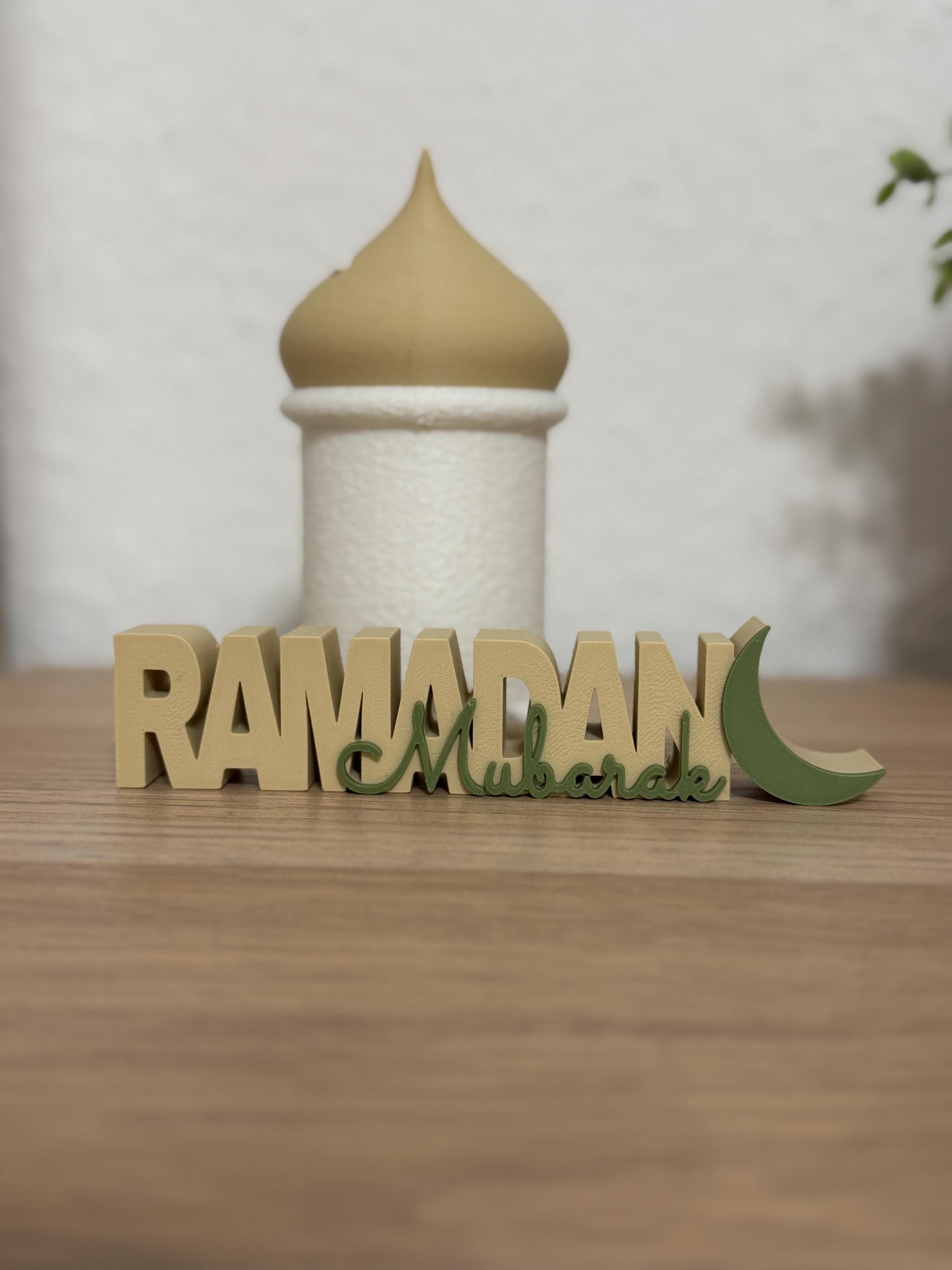 Ramadan Mubarak Schriftzug | Moderne Islamisches Geschenk | 3D Gedruckter Aufsteller | Eid Geschenk Idee | Ramadan Deko für Tisch 3D Druck - image 4