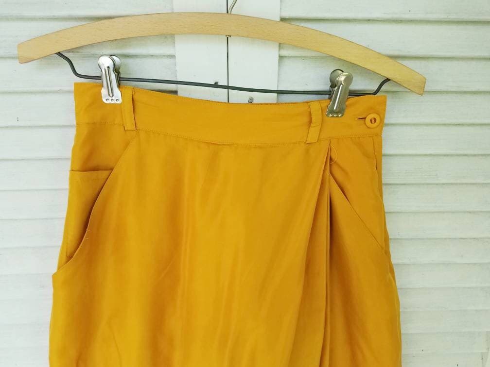 NOS/ Saffron Silk Gaucho Skirt Pants Culottes Skort Boho Pants/Pat Argenti - image 3