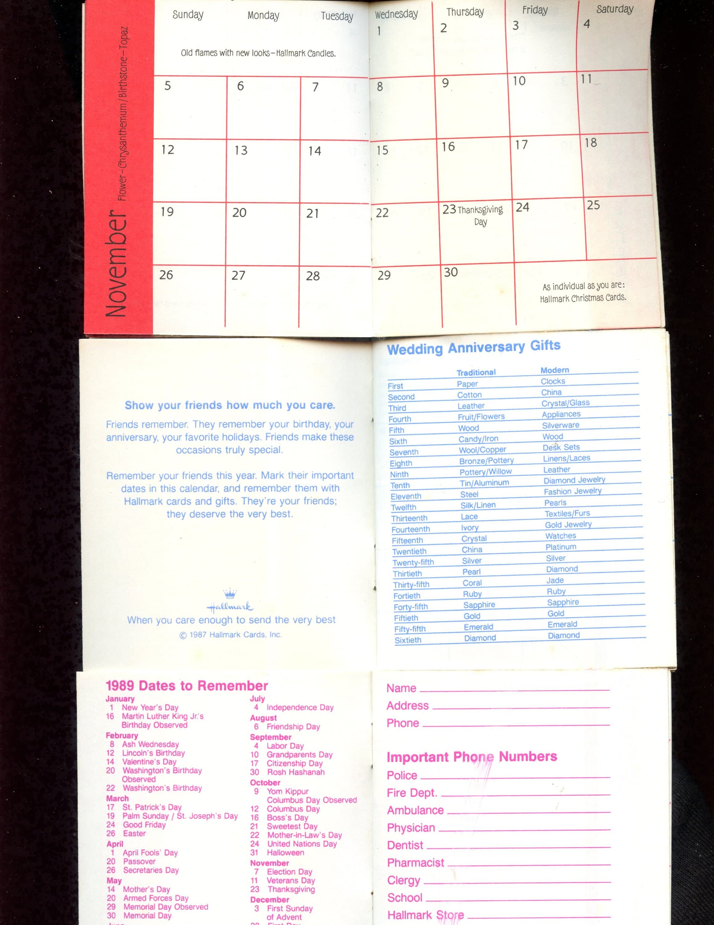 Hallmark Date Book/Calendar/Planner/1988/1990/1974 - image 4
