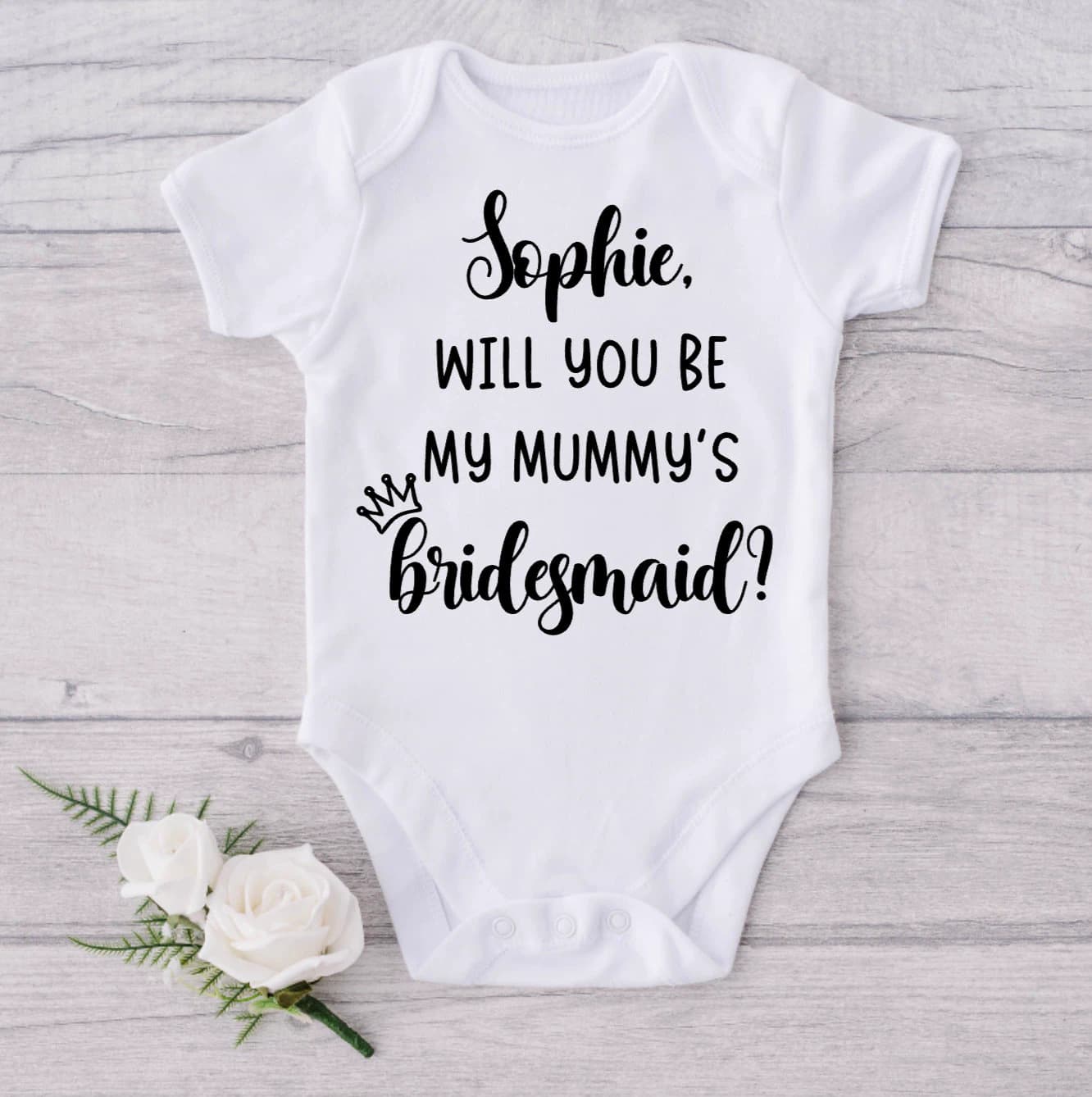 Personalised Bridesmaid Proposal | Will You Be My Mummys Bridesmaid Vest | Baby Wedding Outfit | Best Friend Gift | Maid Of Honour Proposal