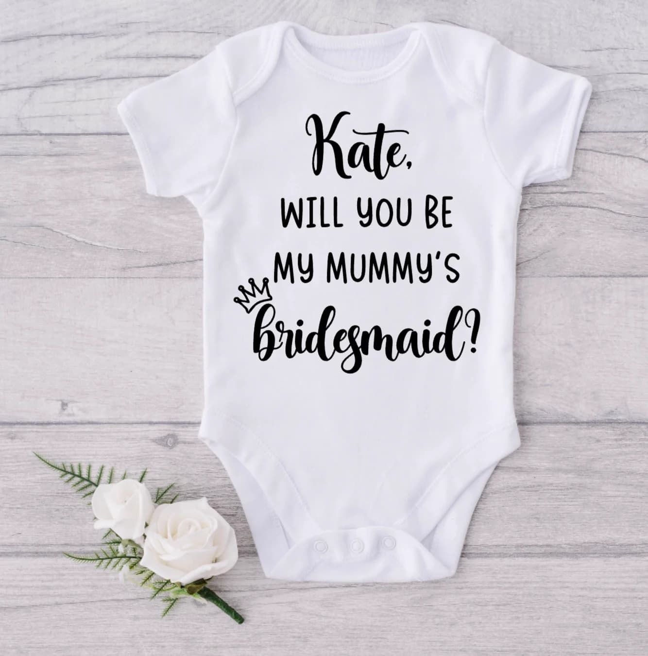 Personalised Bridesmaid Proposal | Will You Be My Mummys Bridesmaid Vest | Baby Wedding Outfit | Best Friend Gift | Maid Of Honour Proposal - image 3